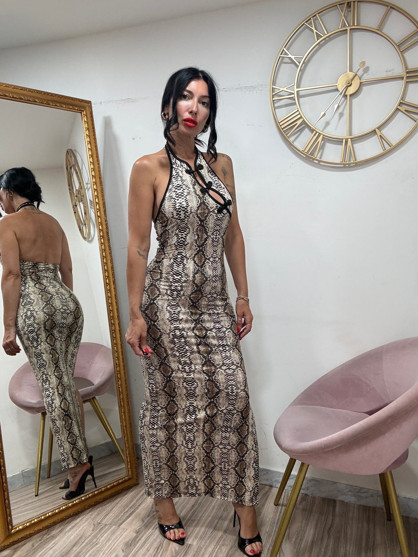 Dress pitonato mod alamari 3656