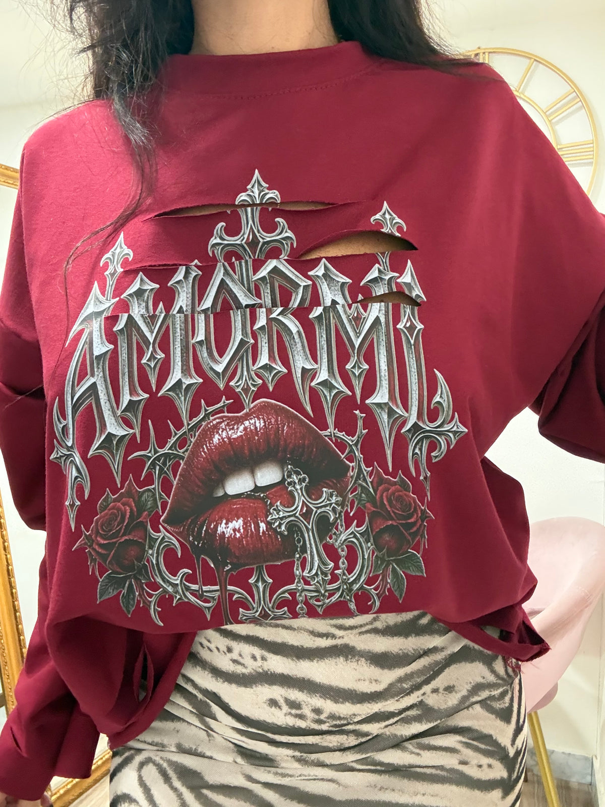 Shirt amormi labbra tagli 99178