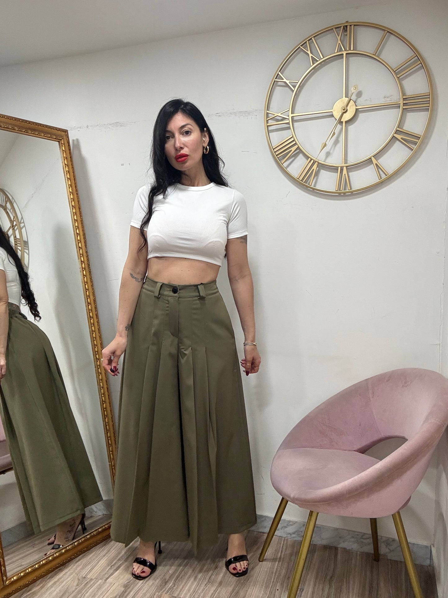 Shirt costine mezza manica crop 5083