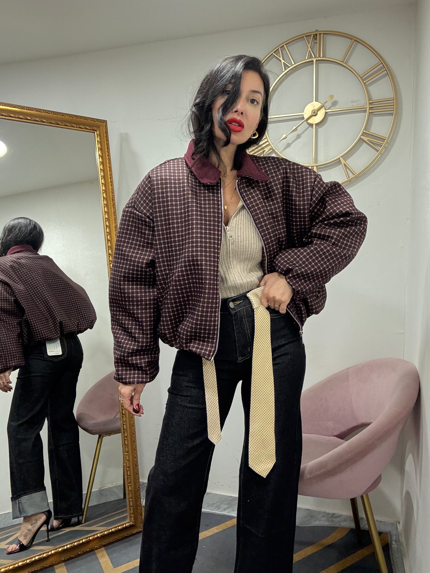 Bomber panno quadretti 811