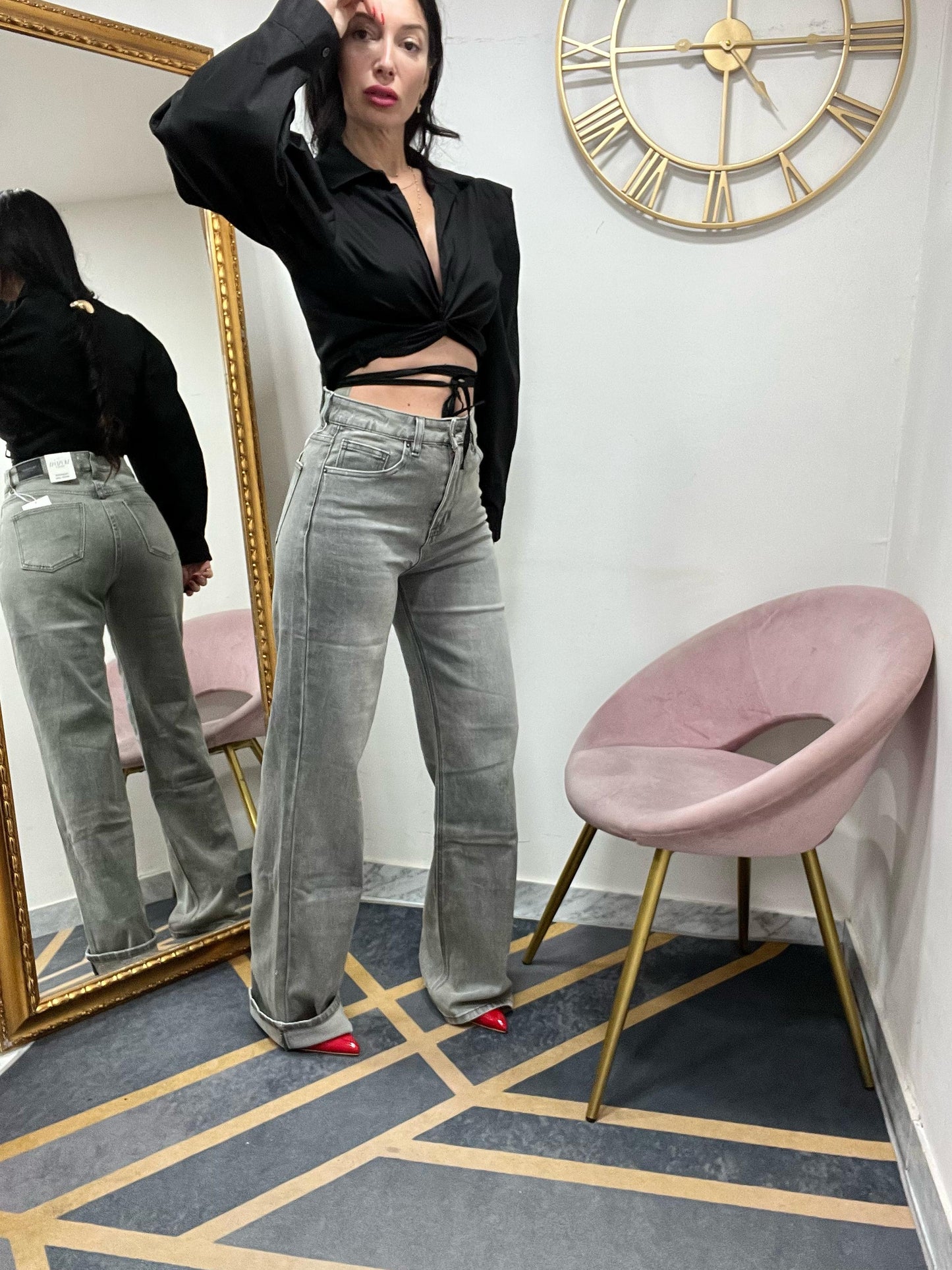 Jeans palazzo grigio 3301