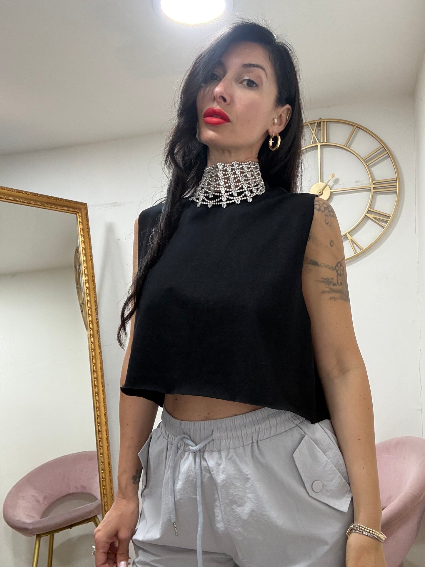 Canotta crop nera 001