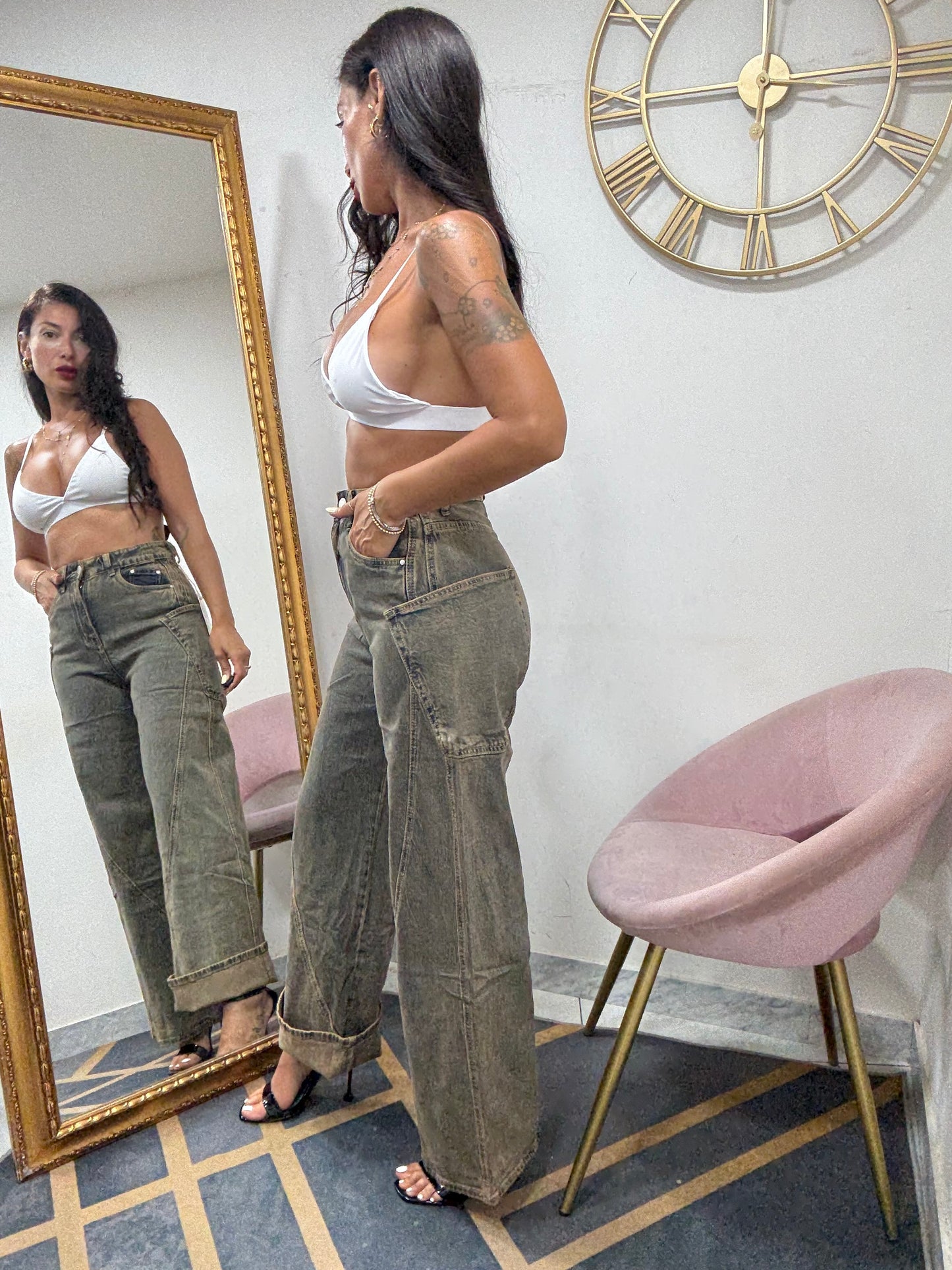 Jeans ballon largo sabbiato 686