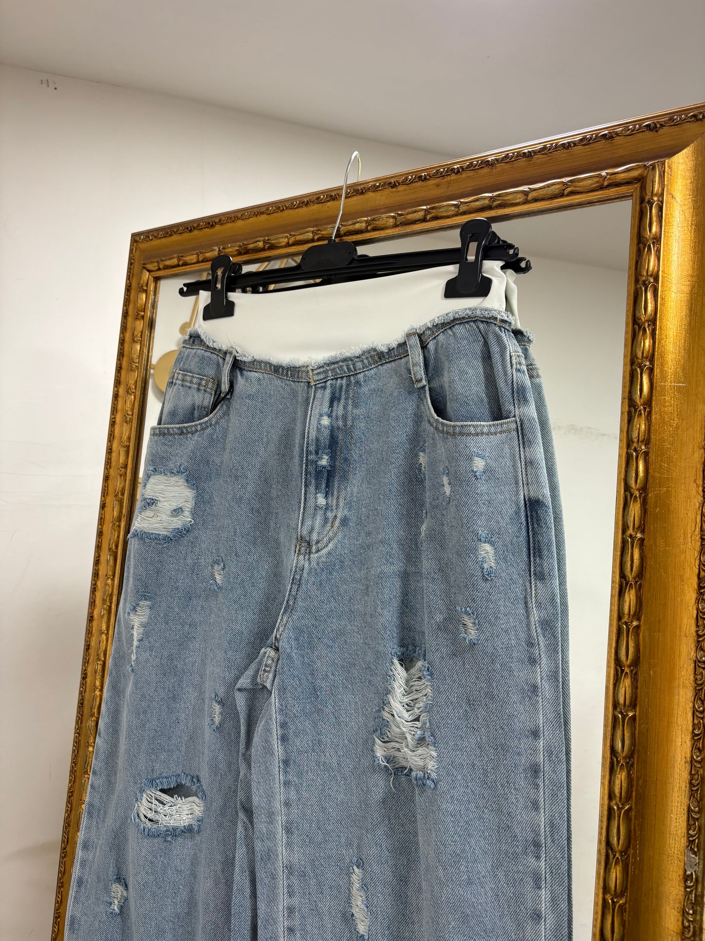 Jeans strappato effetto slip 06687