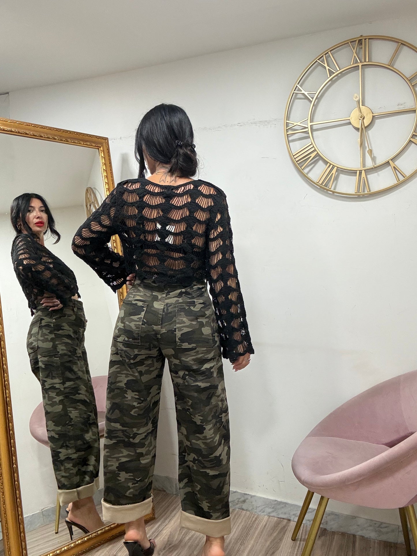 Jeans mimetico bottoni asimmetrici 8299