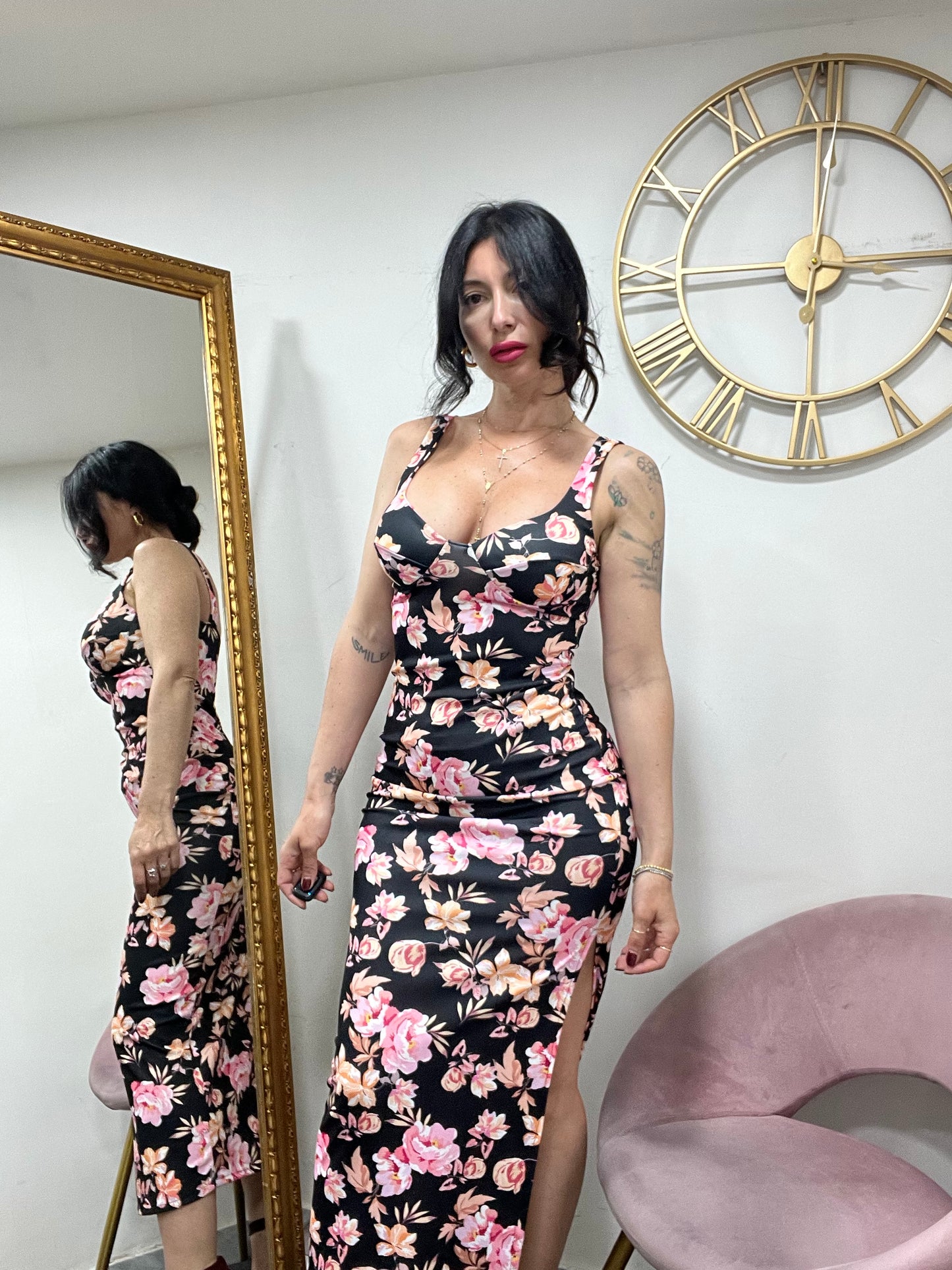 Dress tubino fiori 786
