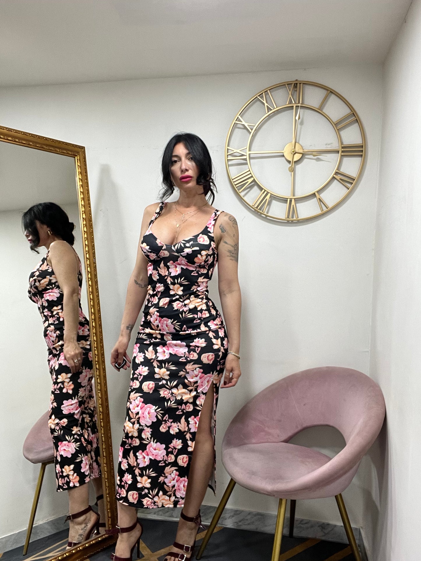 Dress tubino fiori 786
