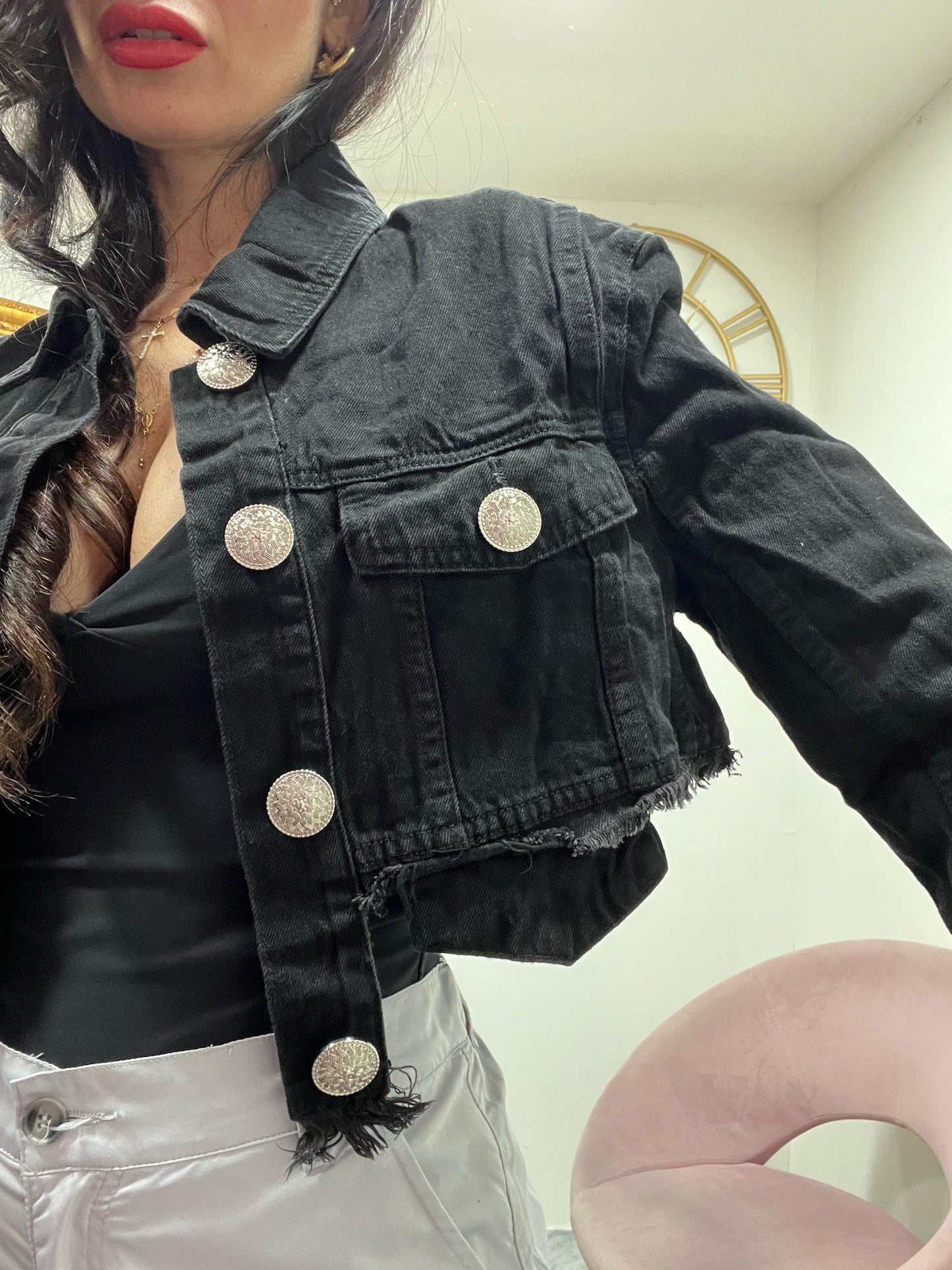 Giubbino denim crop