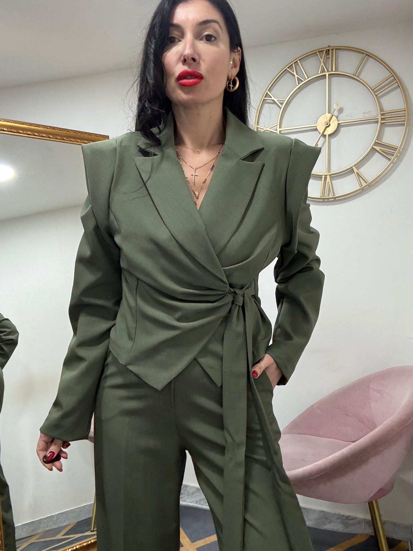 Tailleur giacca crop fiocco 13416