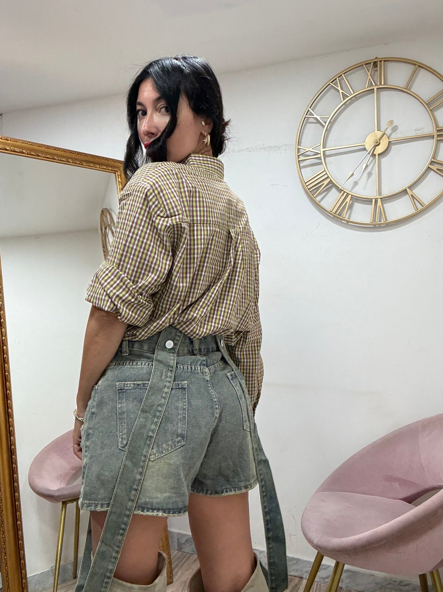 Shorts bretelle sabbiato 9139