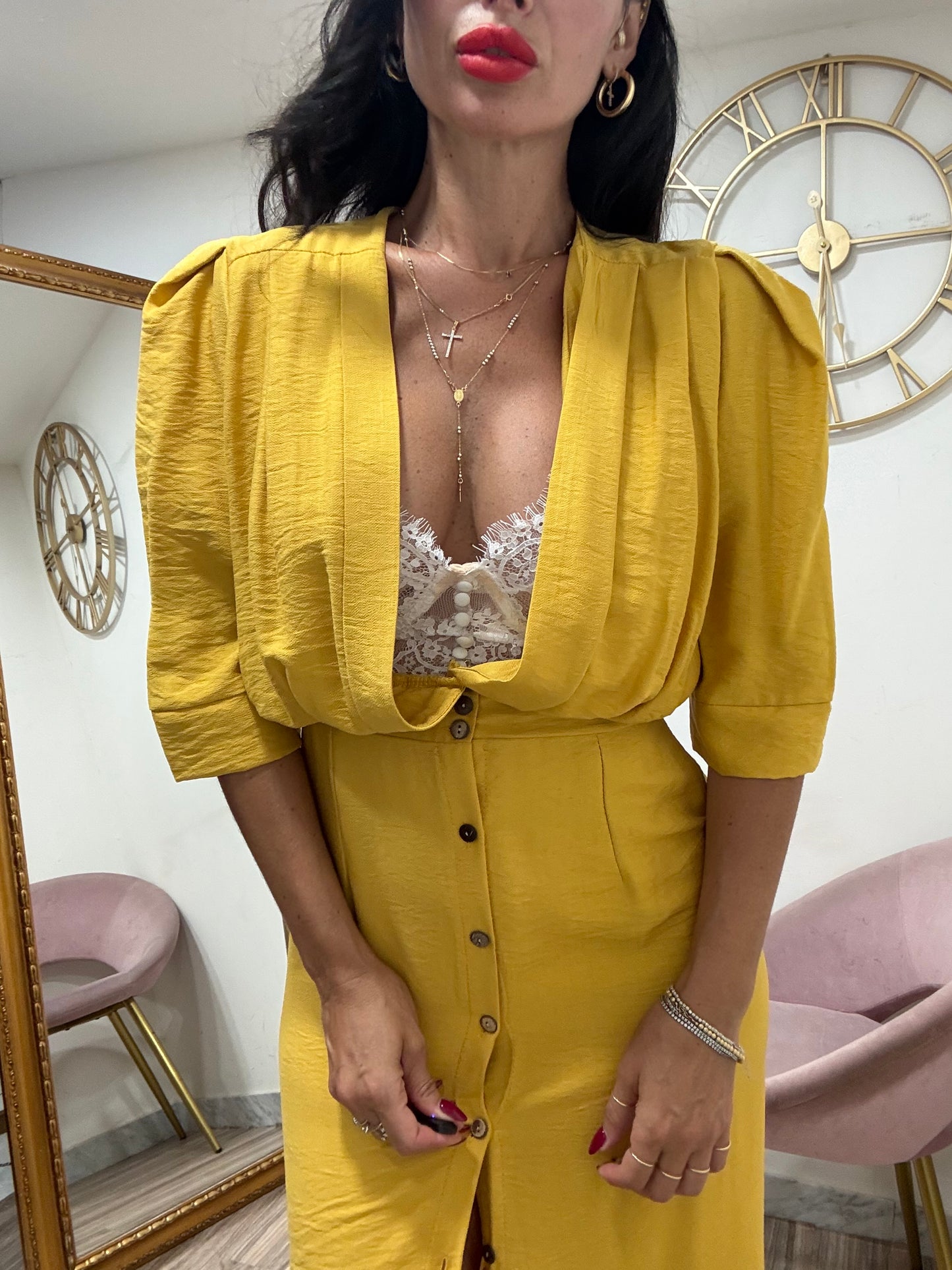 Dress bottone 1/2 manica 7036