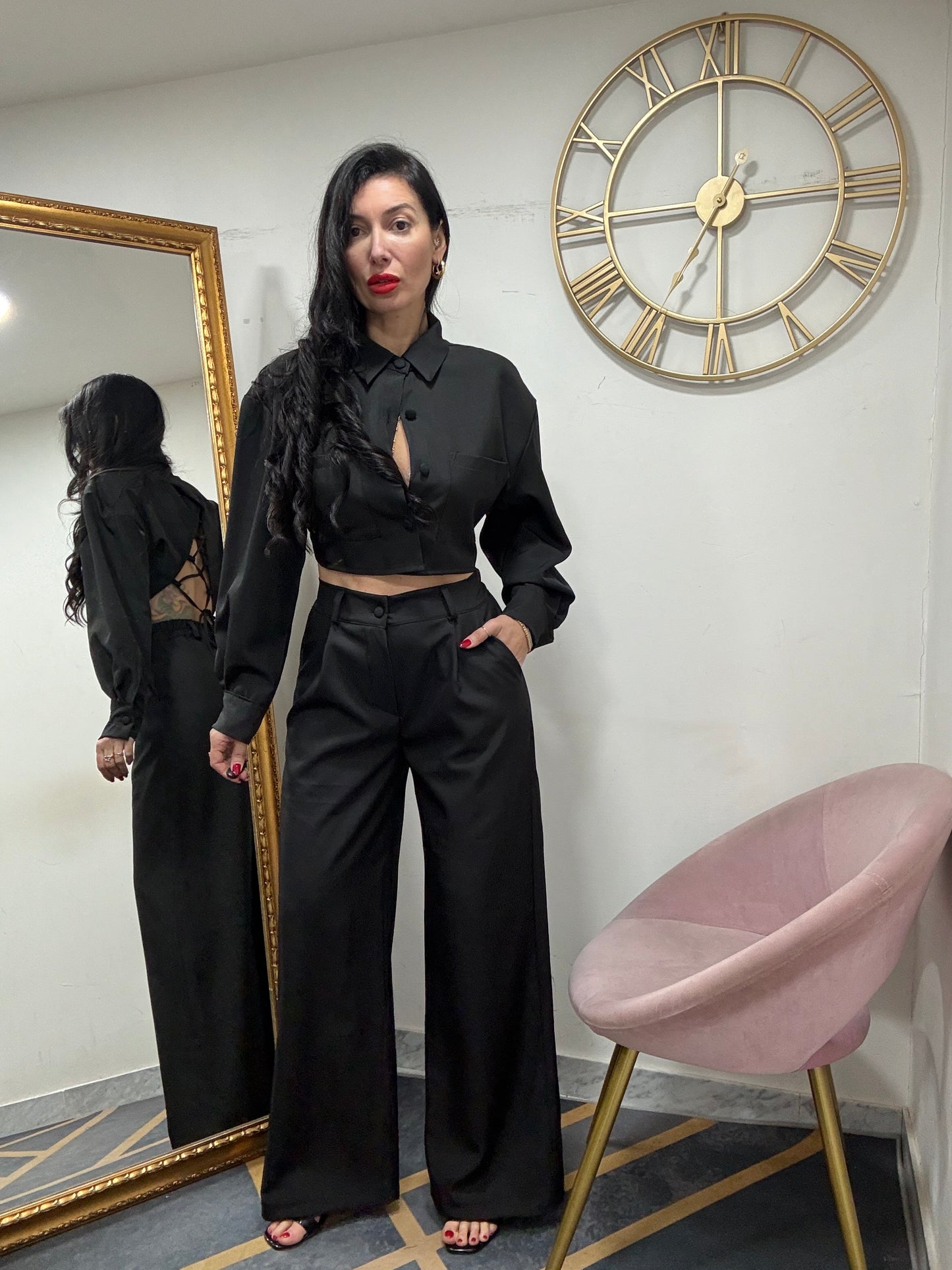 Tailleur camicia crop intreccio retro 9268