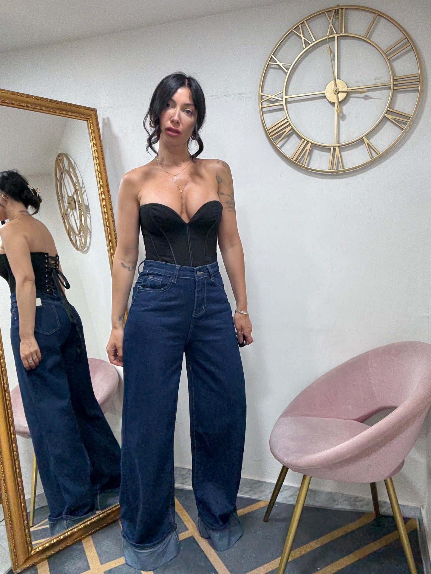 Jeans palazzo piegone 968