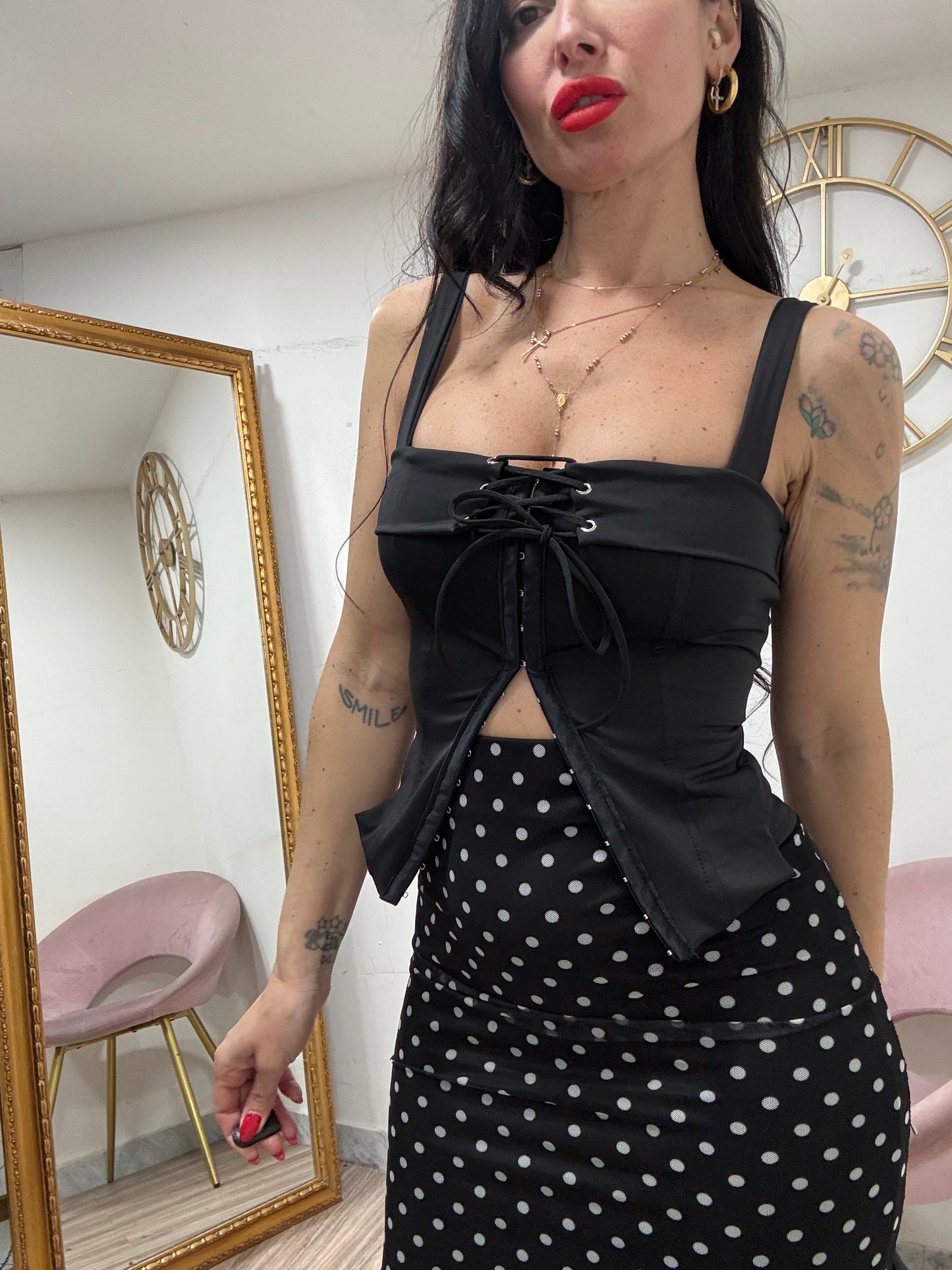 Canotta licra lacci bustier 2314