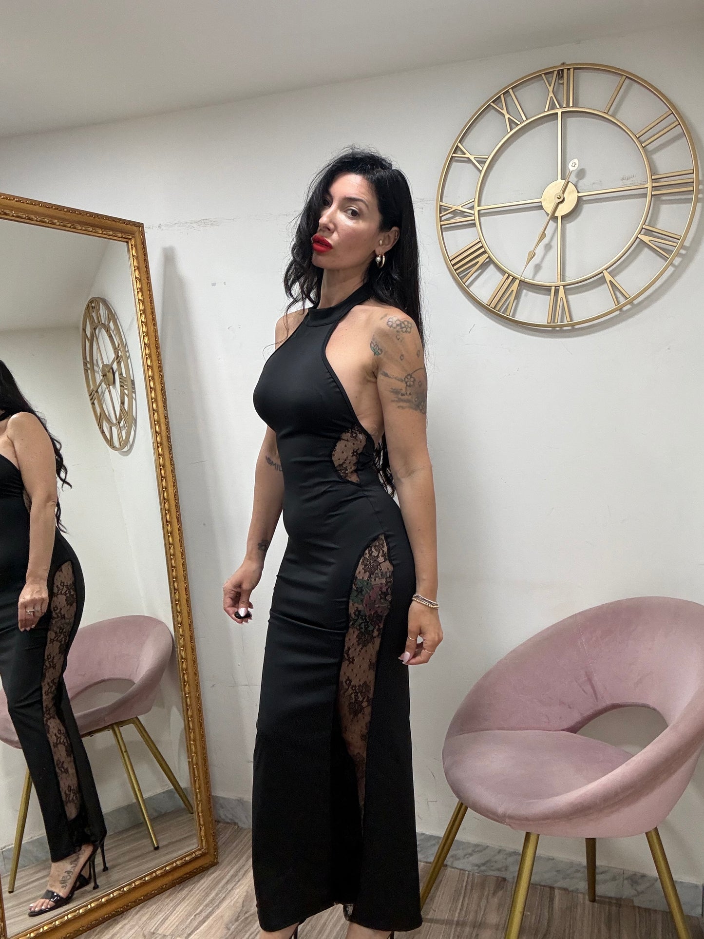 Dress scollo retro 1/2 collo pizzo 20212