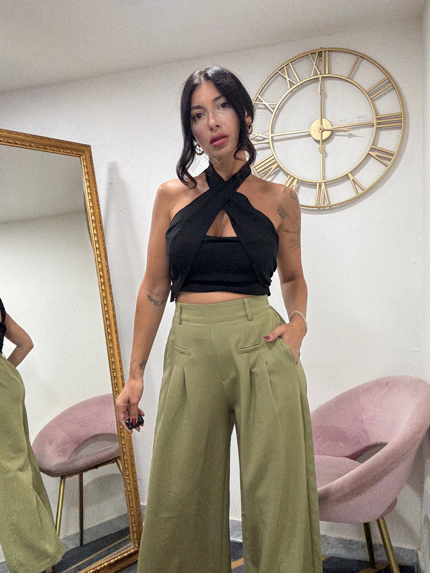 Pantalone palazzo caviglia 394