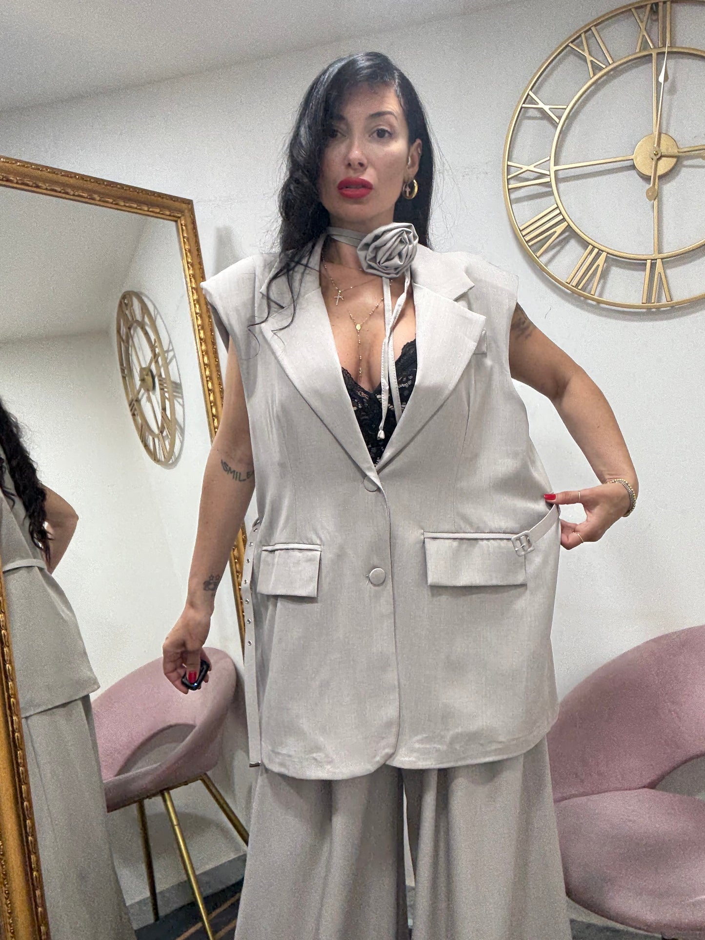 Gilet con cinta e tasconi