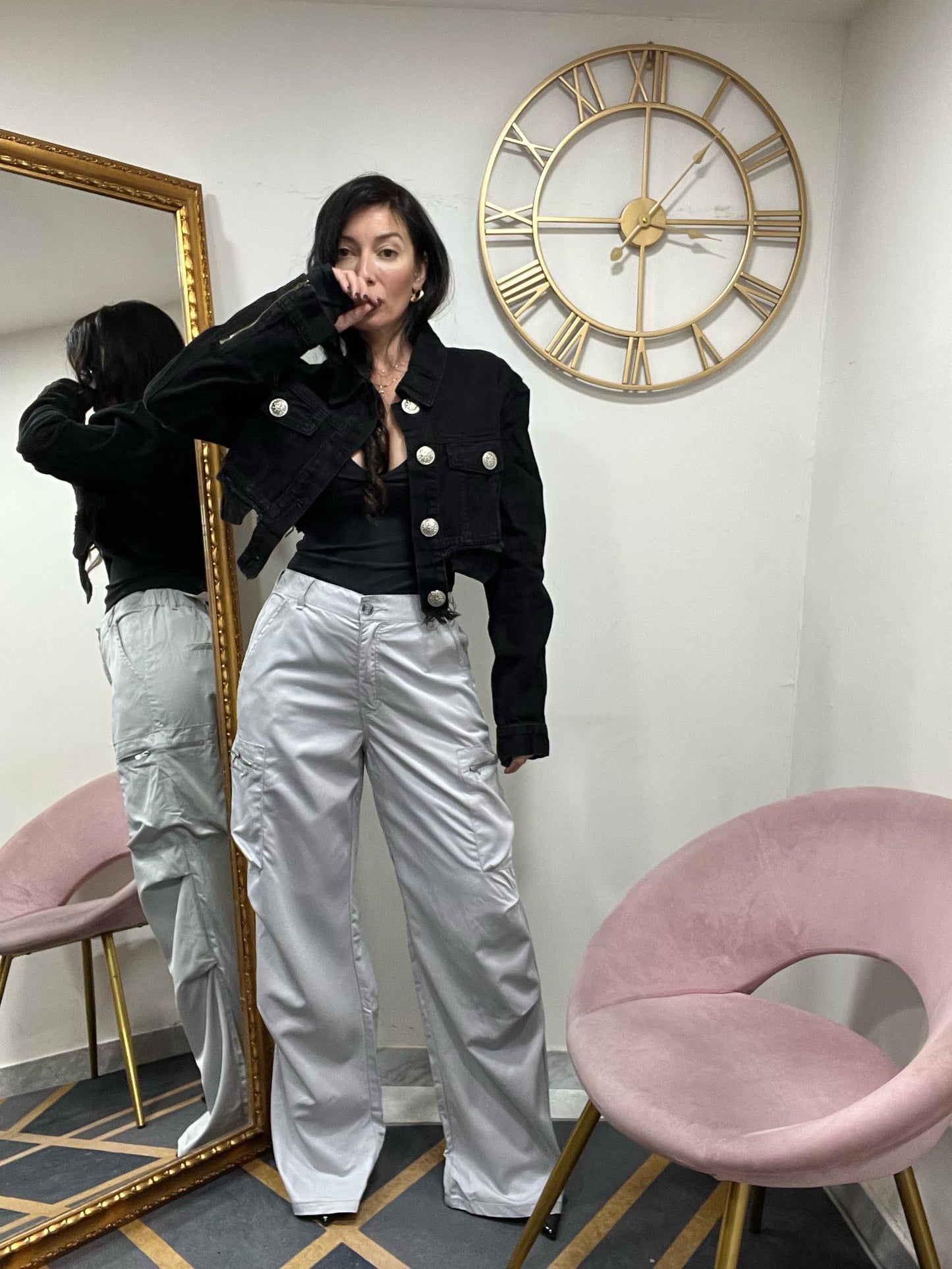 Giubbino denim crop