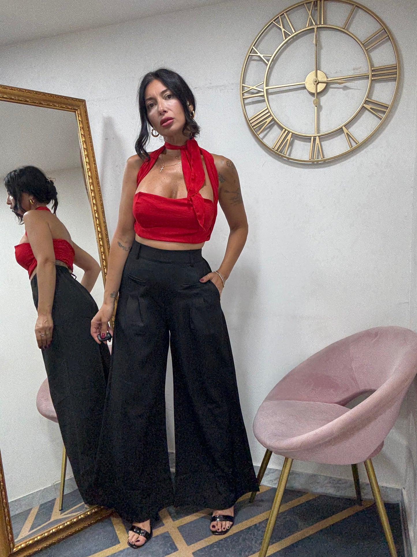 Pantalone palazzo caviglia 394