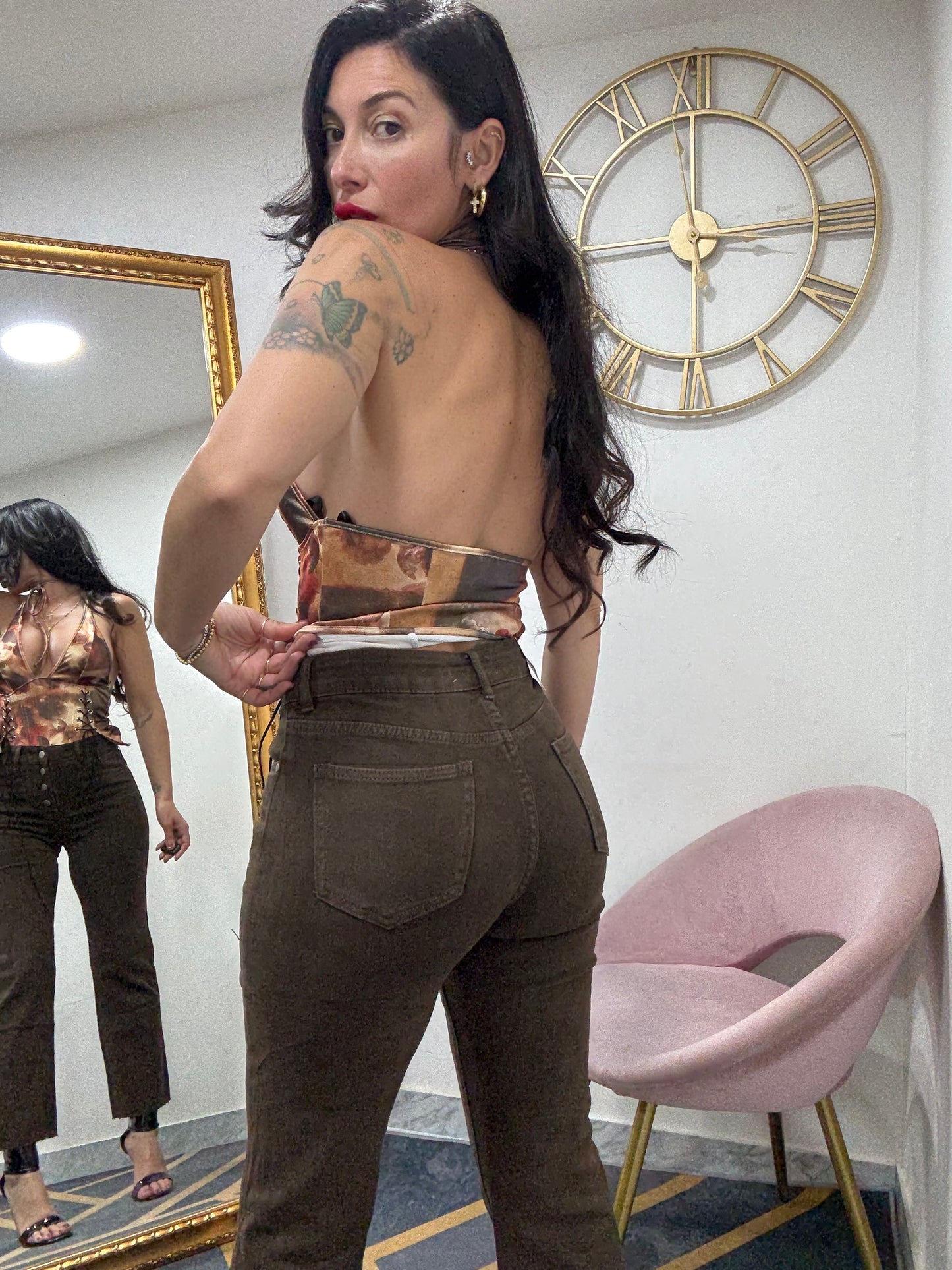 Jeans 3/4 marrone 01-2