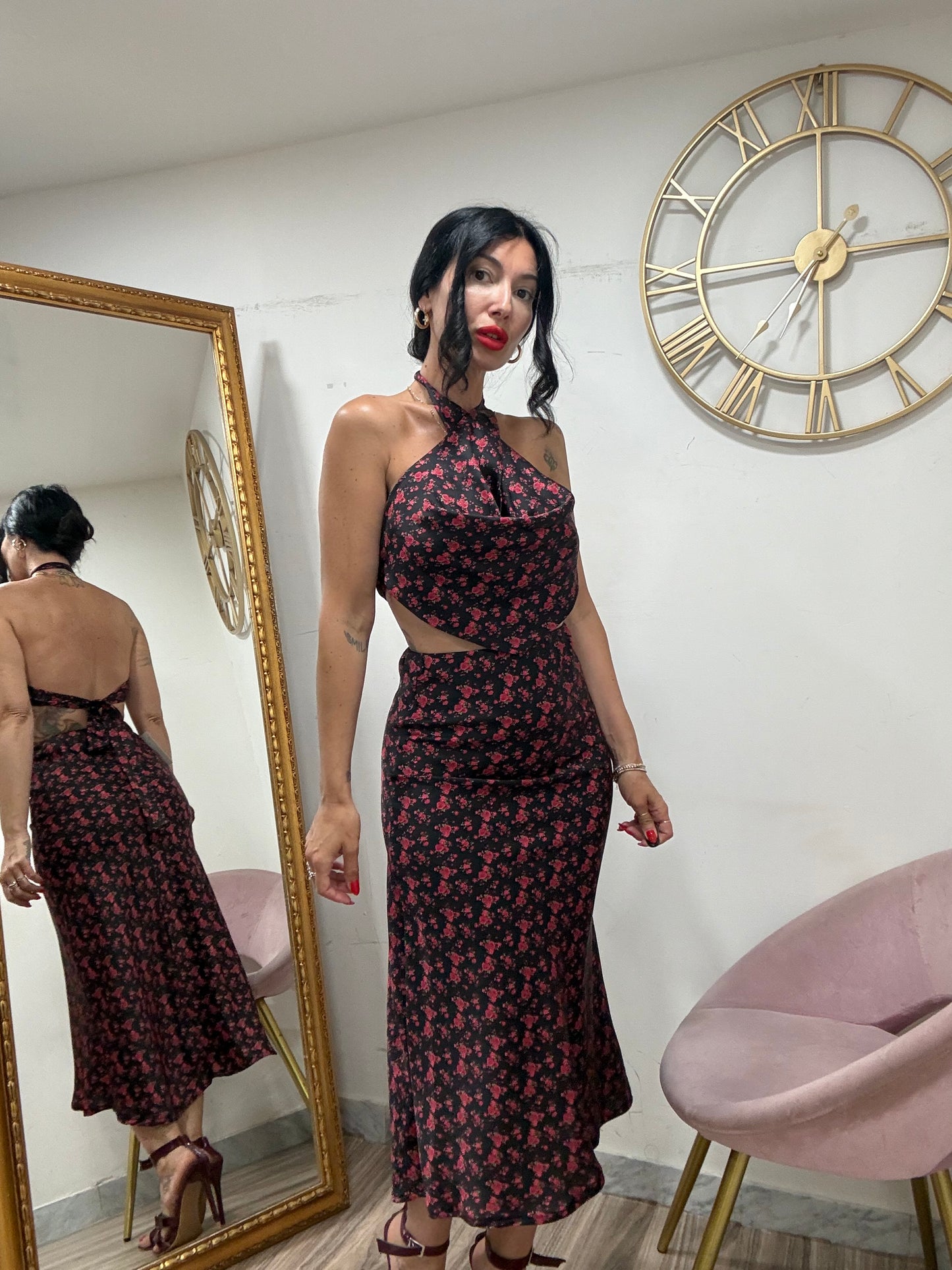 Coordinato fiori crop scollo morbido 141941