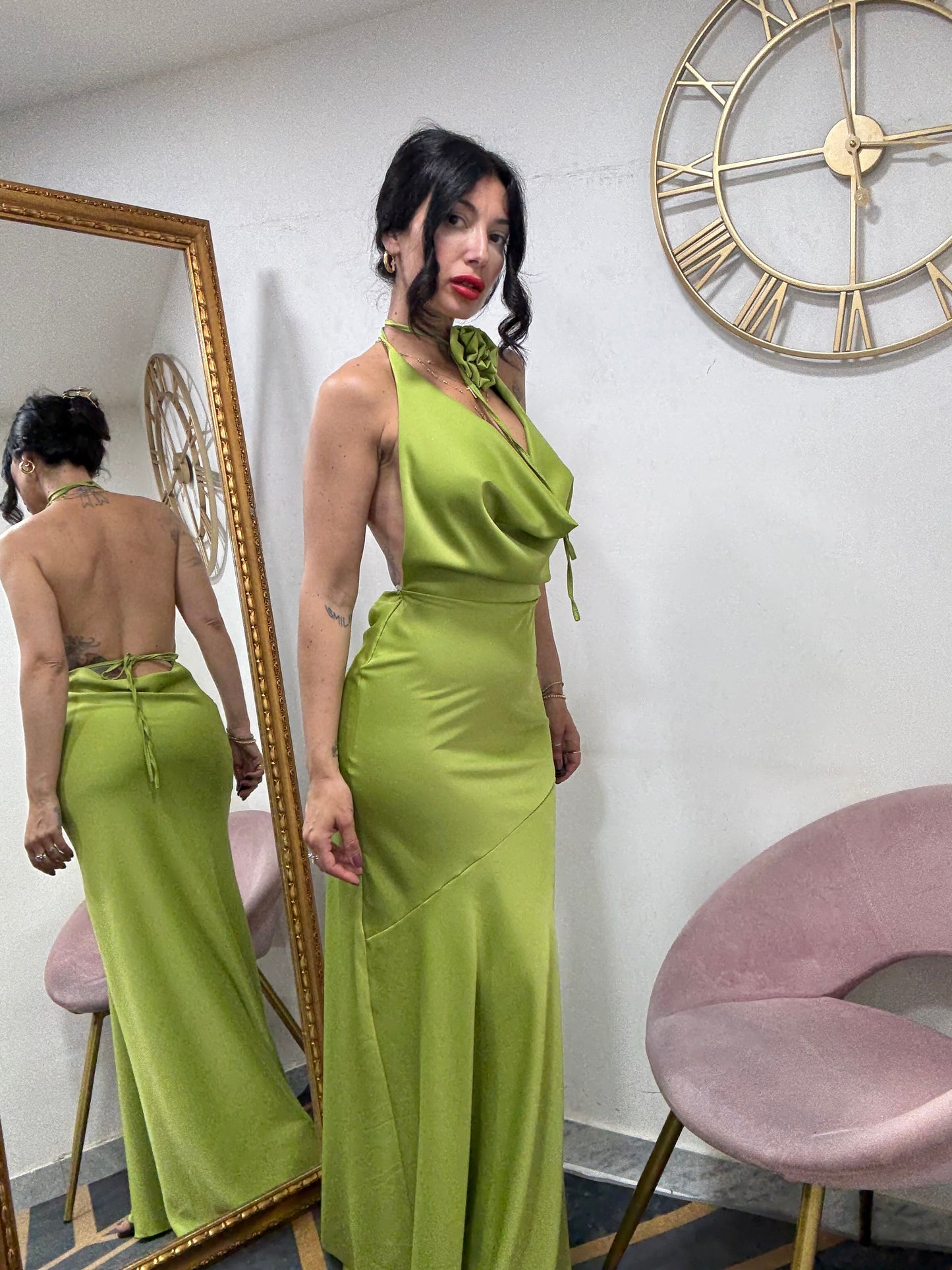 Dress satin rosa 986