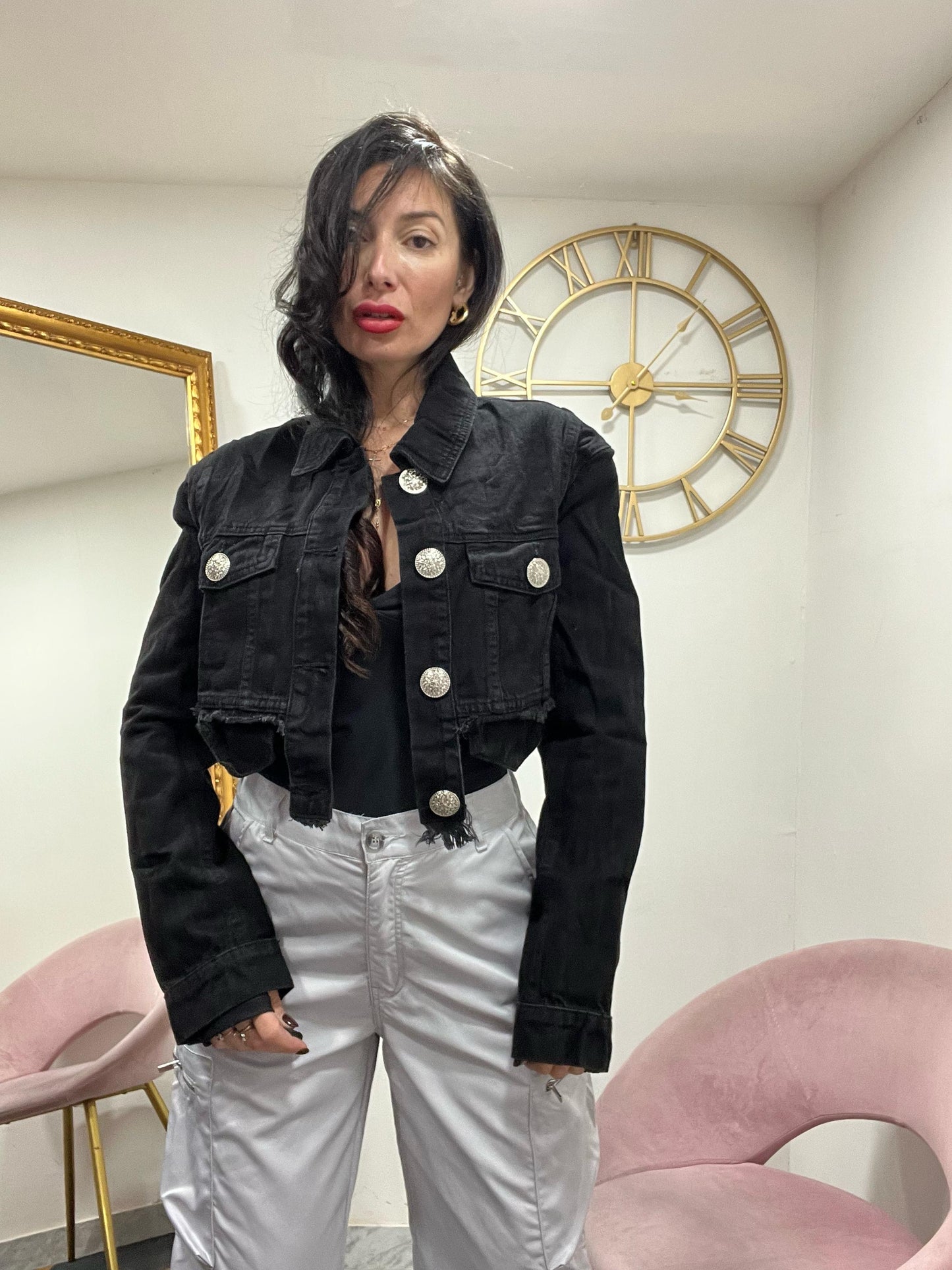 Giubbino denim crop