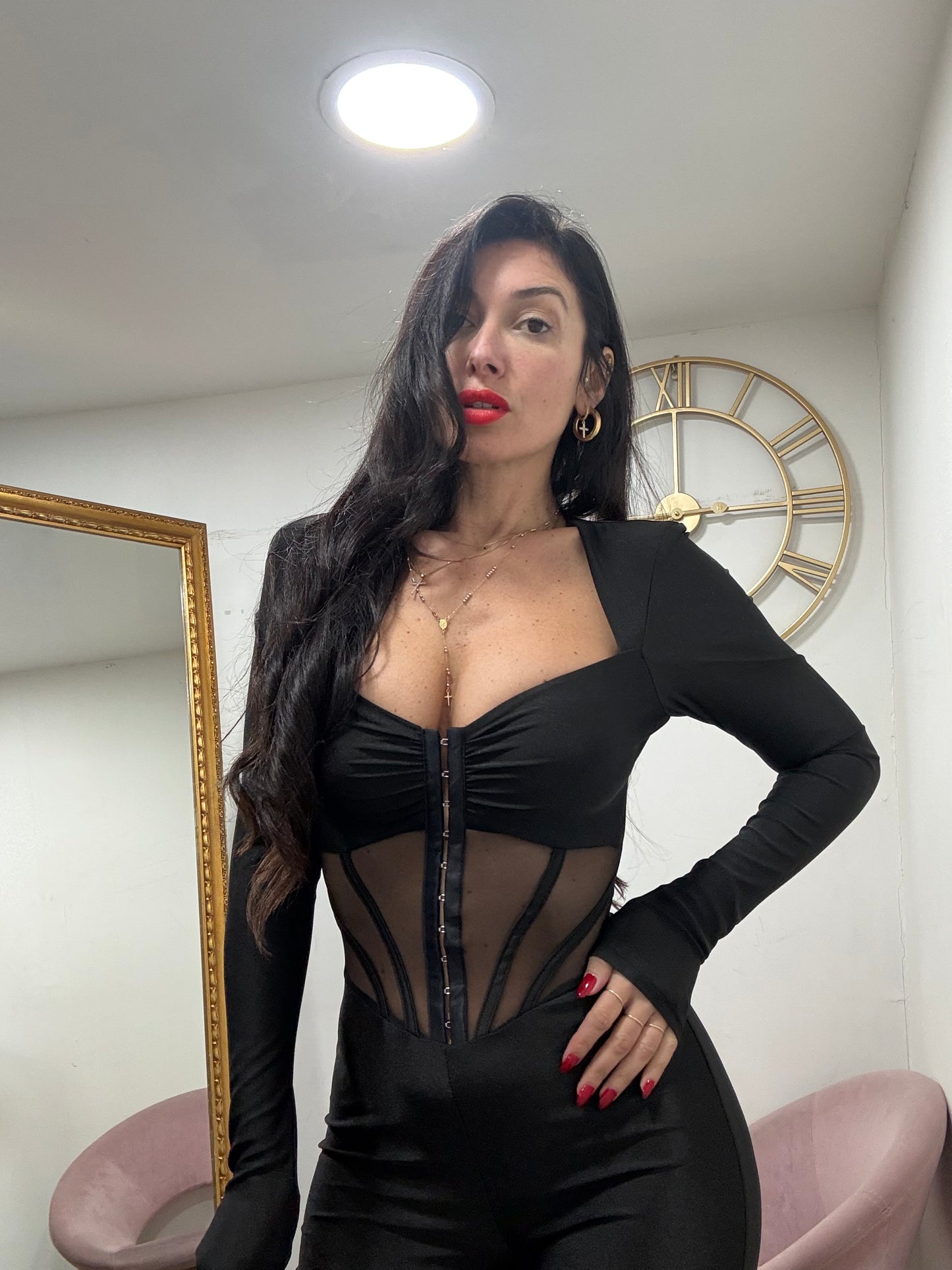 Jumpsuit bustier abbottonatura ganci 19797