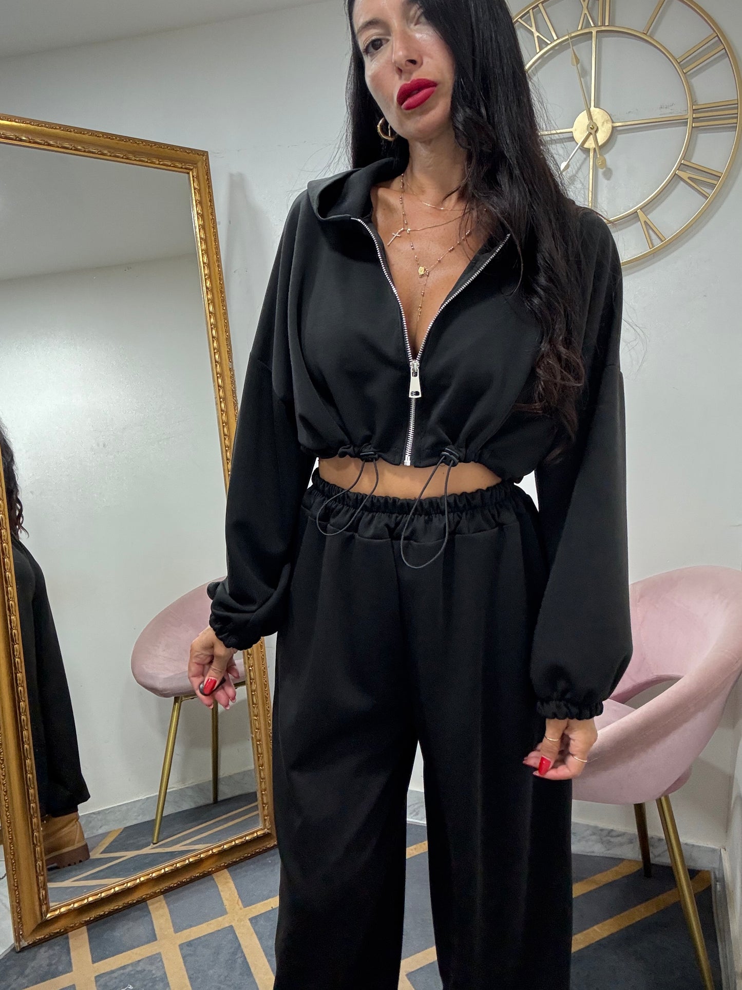 Coord felpa crop over coulisse