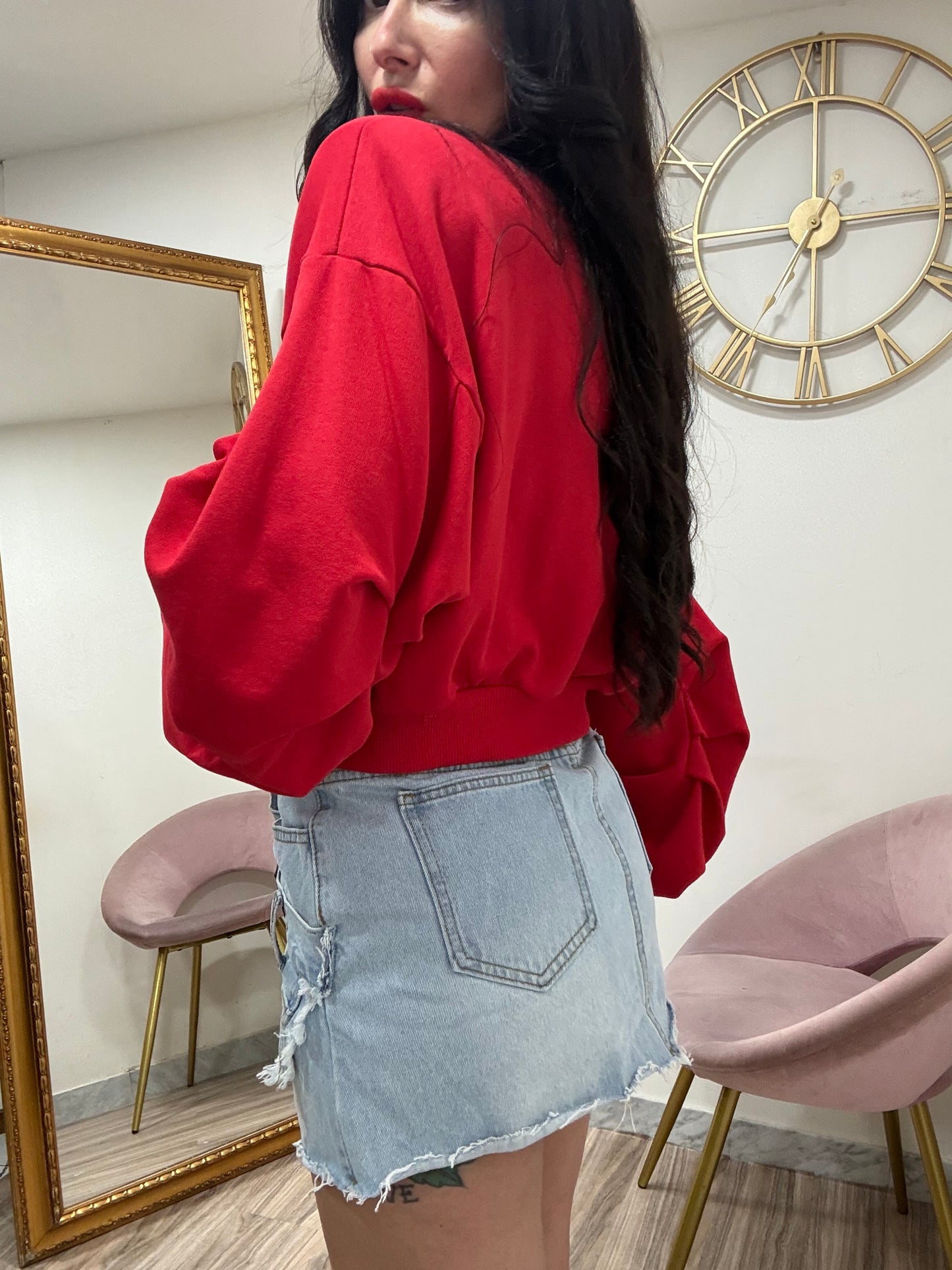 Felpa crop bottoncini 9988