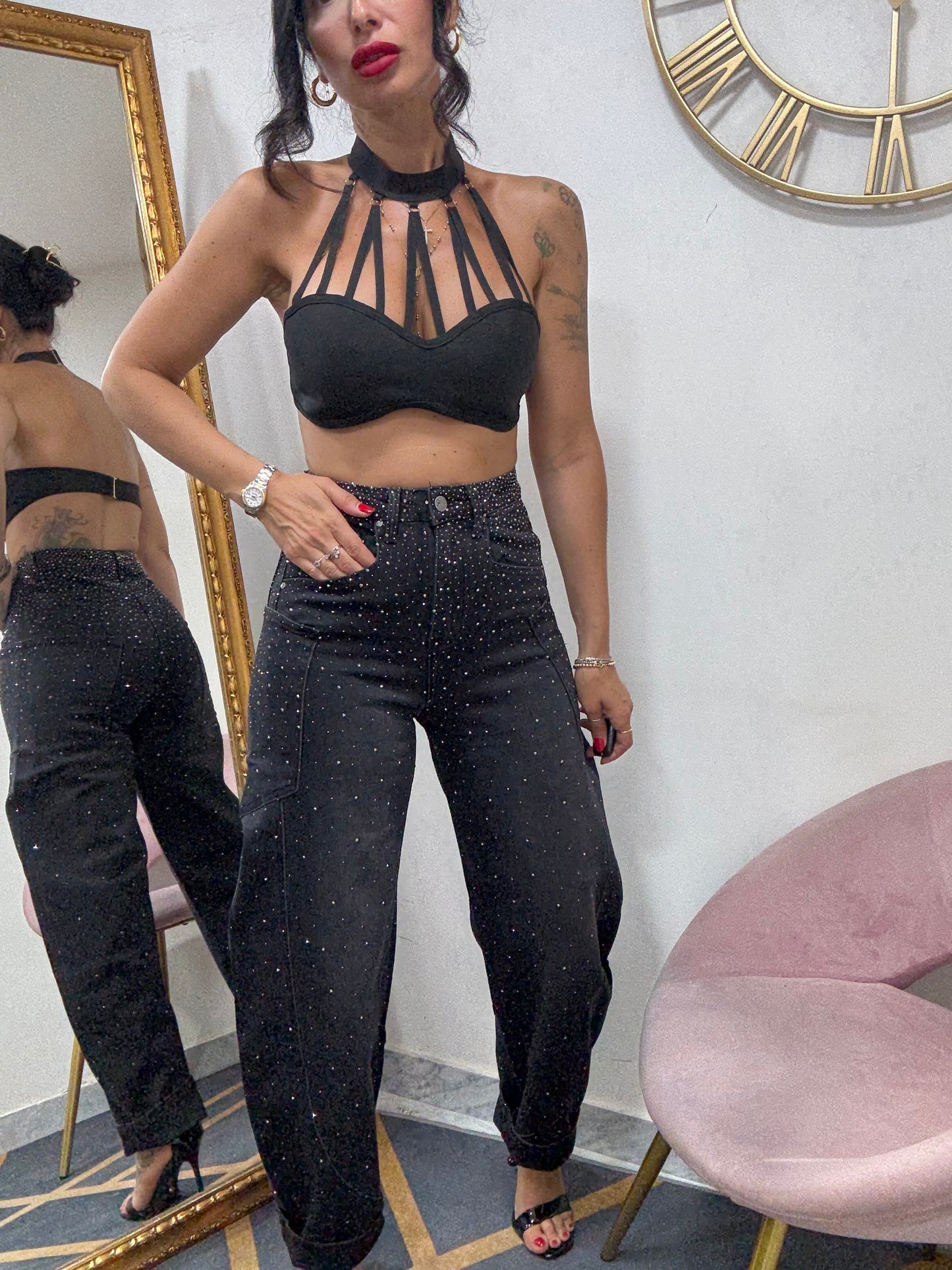Jeans ballon tasconi strass 341