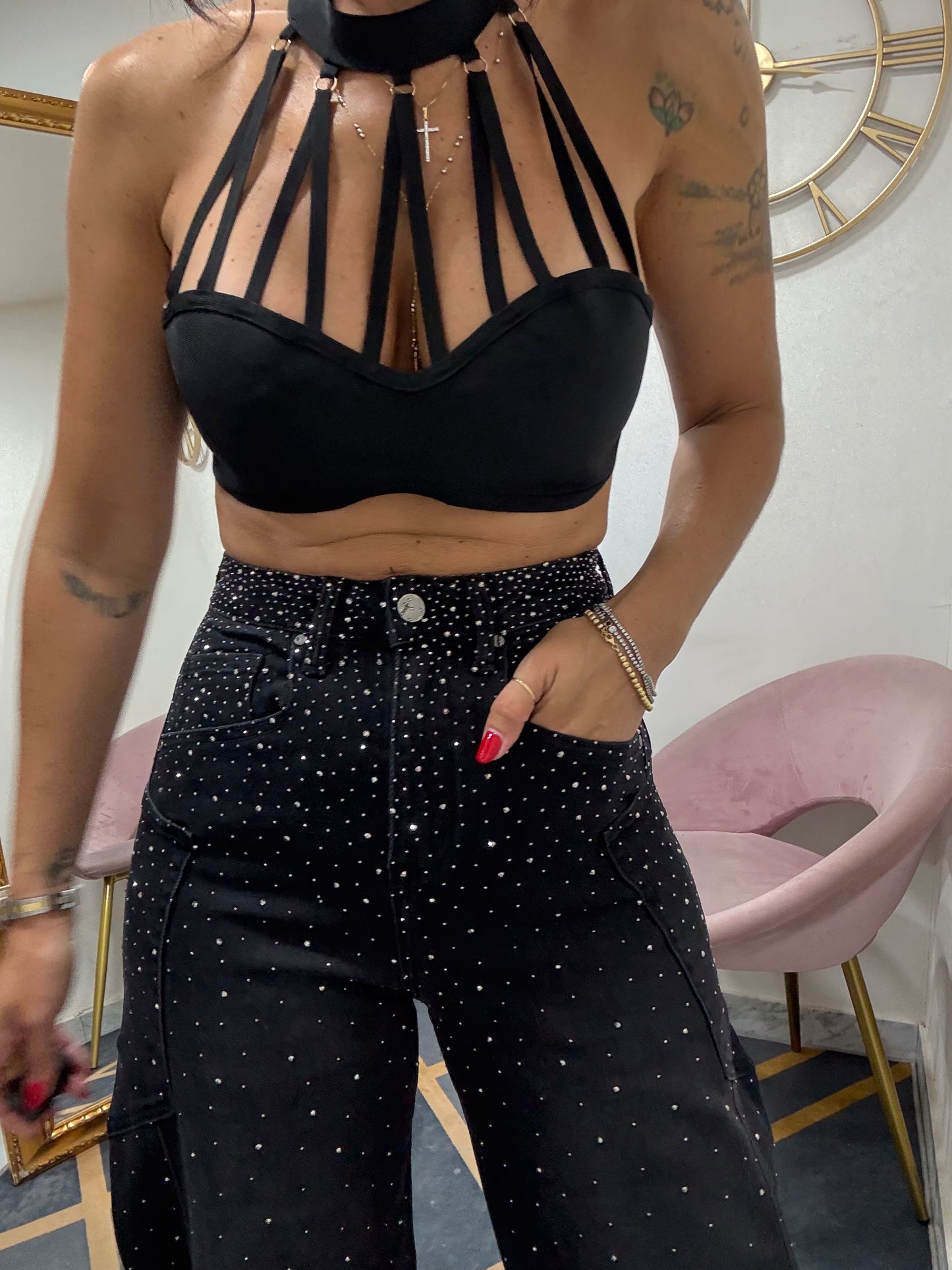 Jeans ballon tasconi strass 341