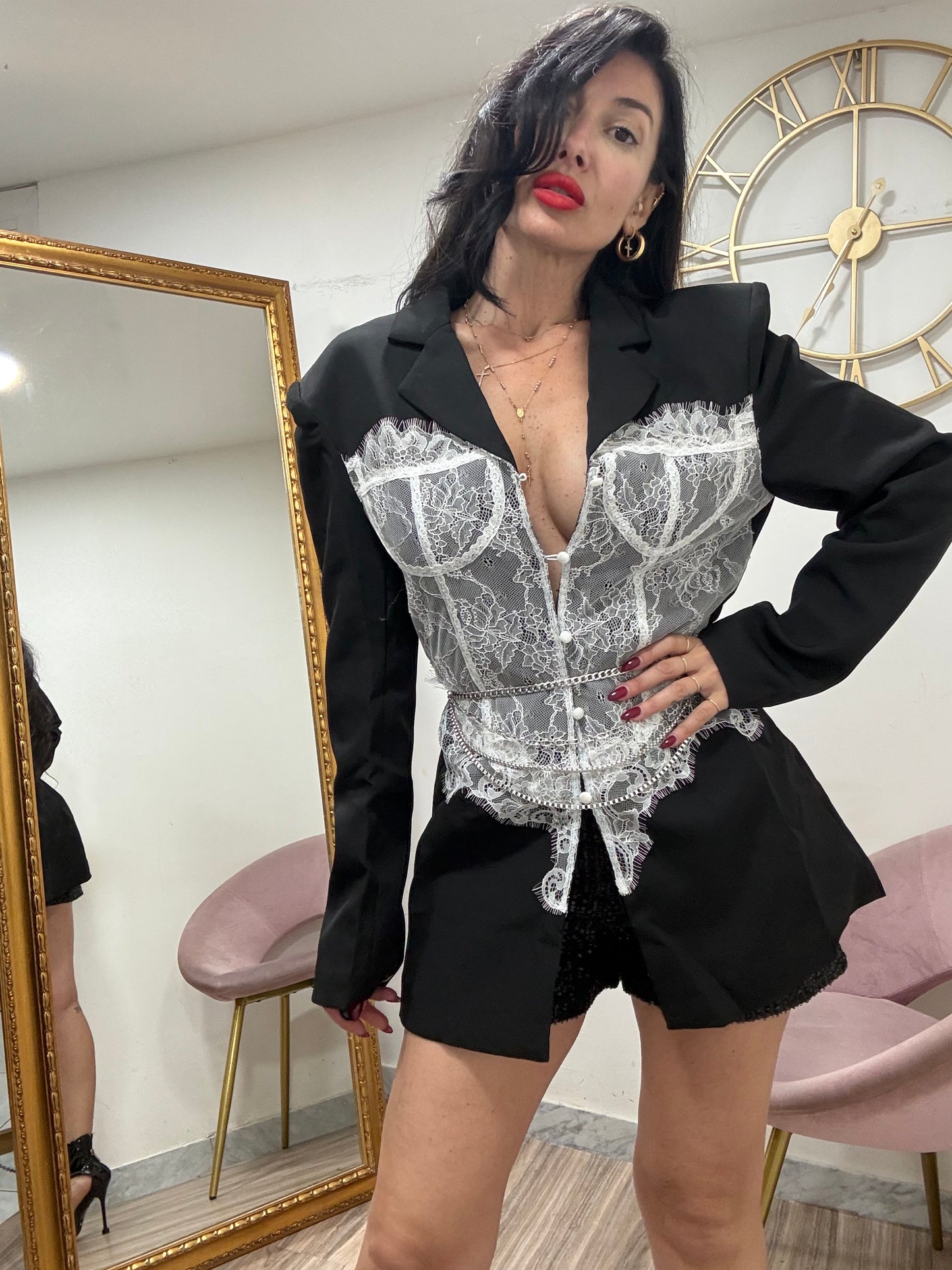 Giacca dress corsetto pizzo 76219