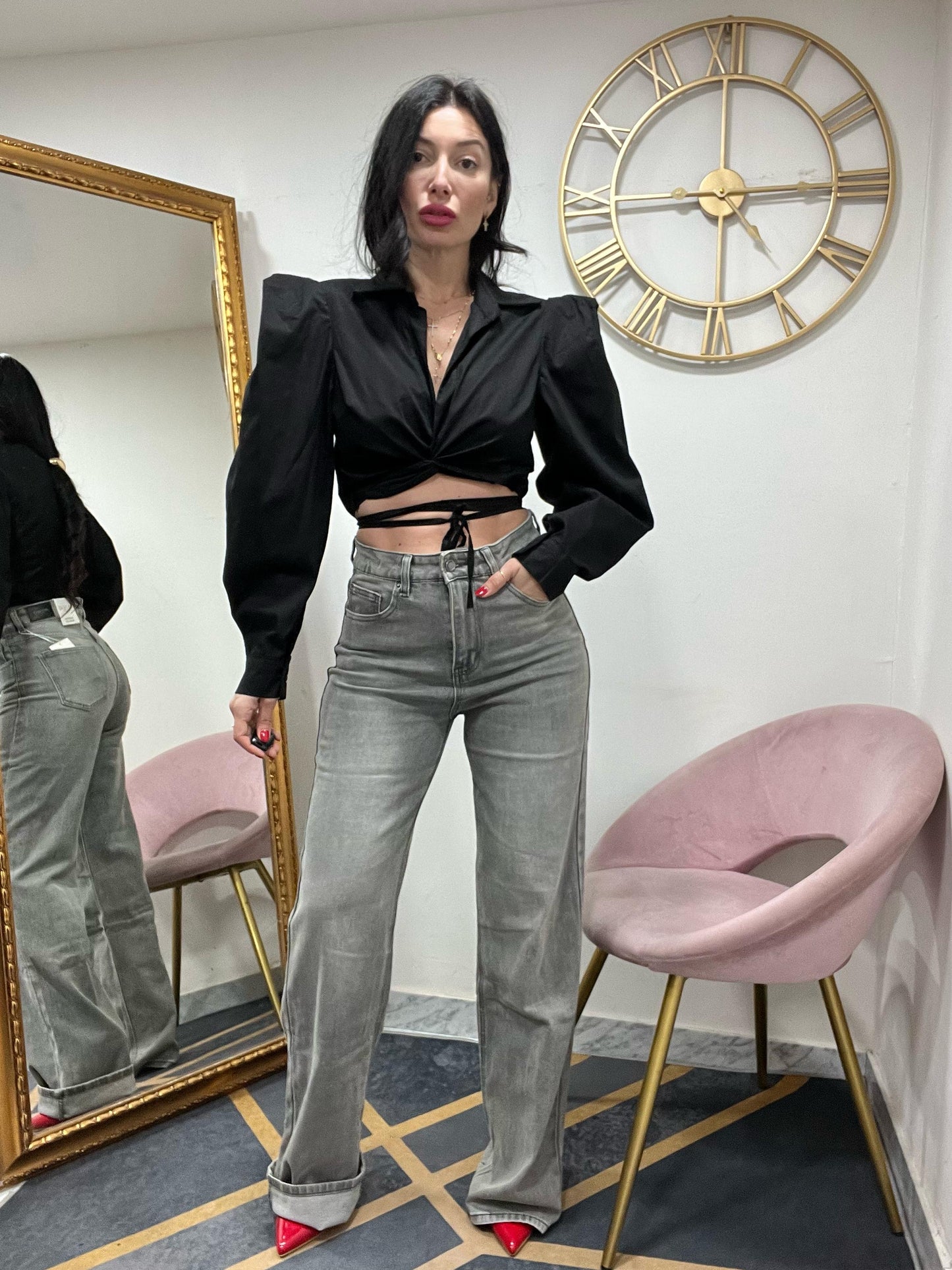 Jeans palazzo grigio 3301