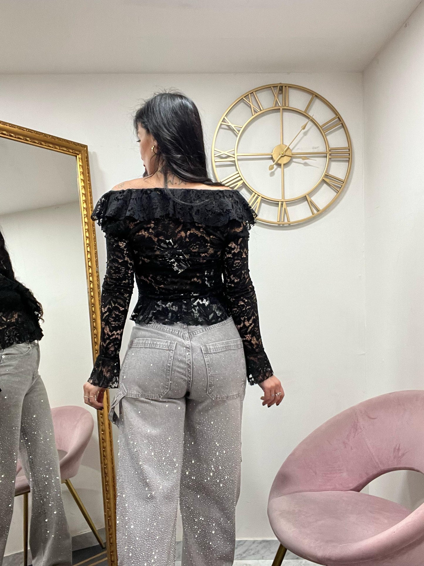 Blusa rousce macrame