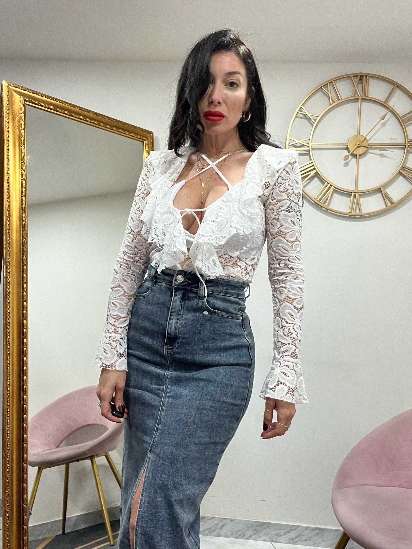 Blusa rousce macrame