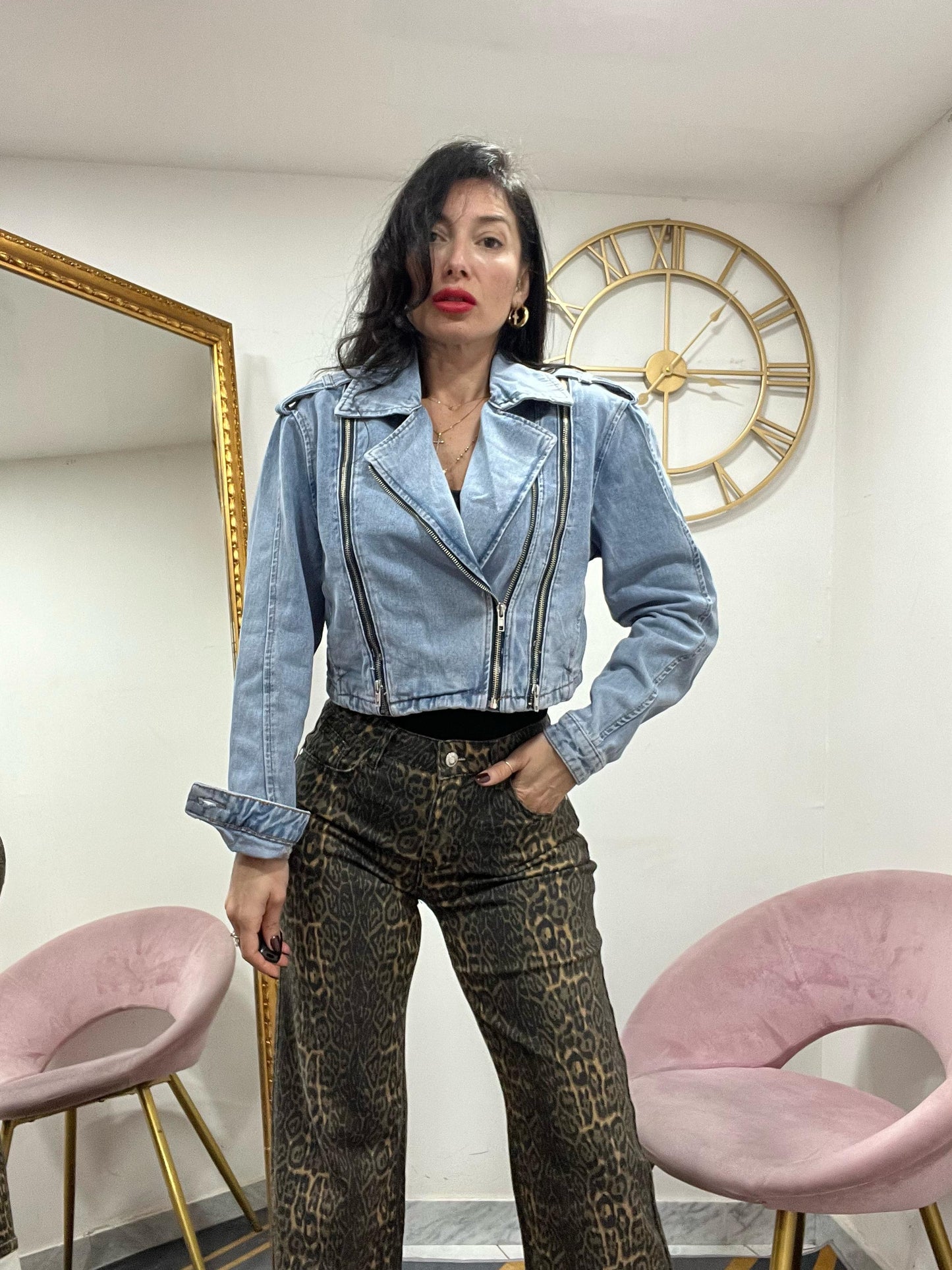 Chiodo denim zip