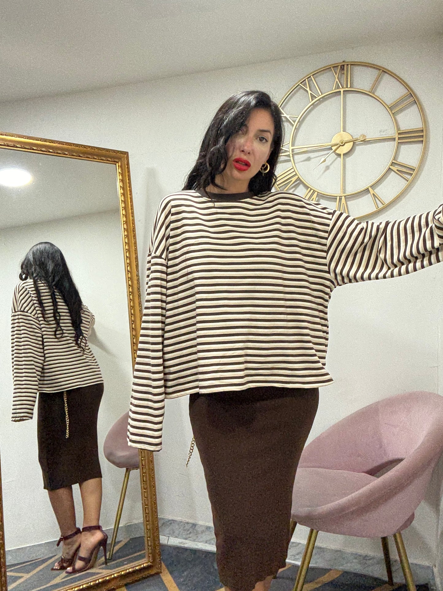 Maglia righe manica campana