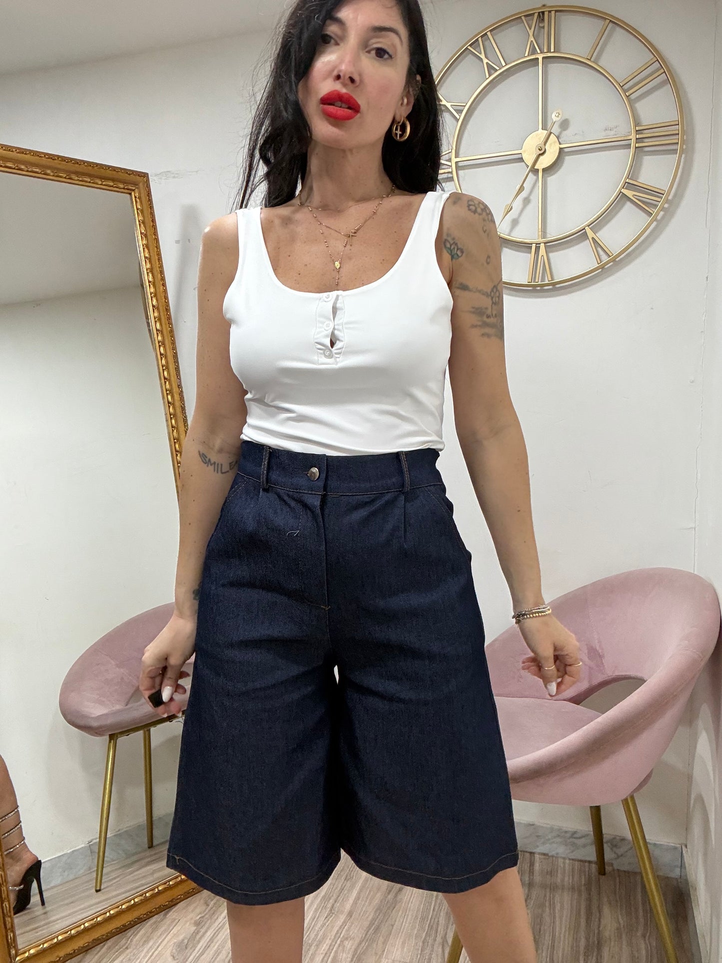 Coord denim bermuda 22724