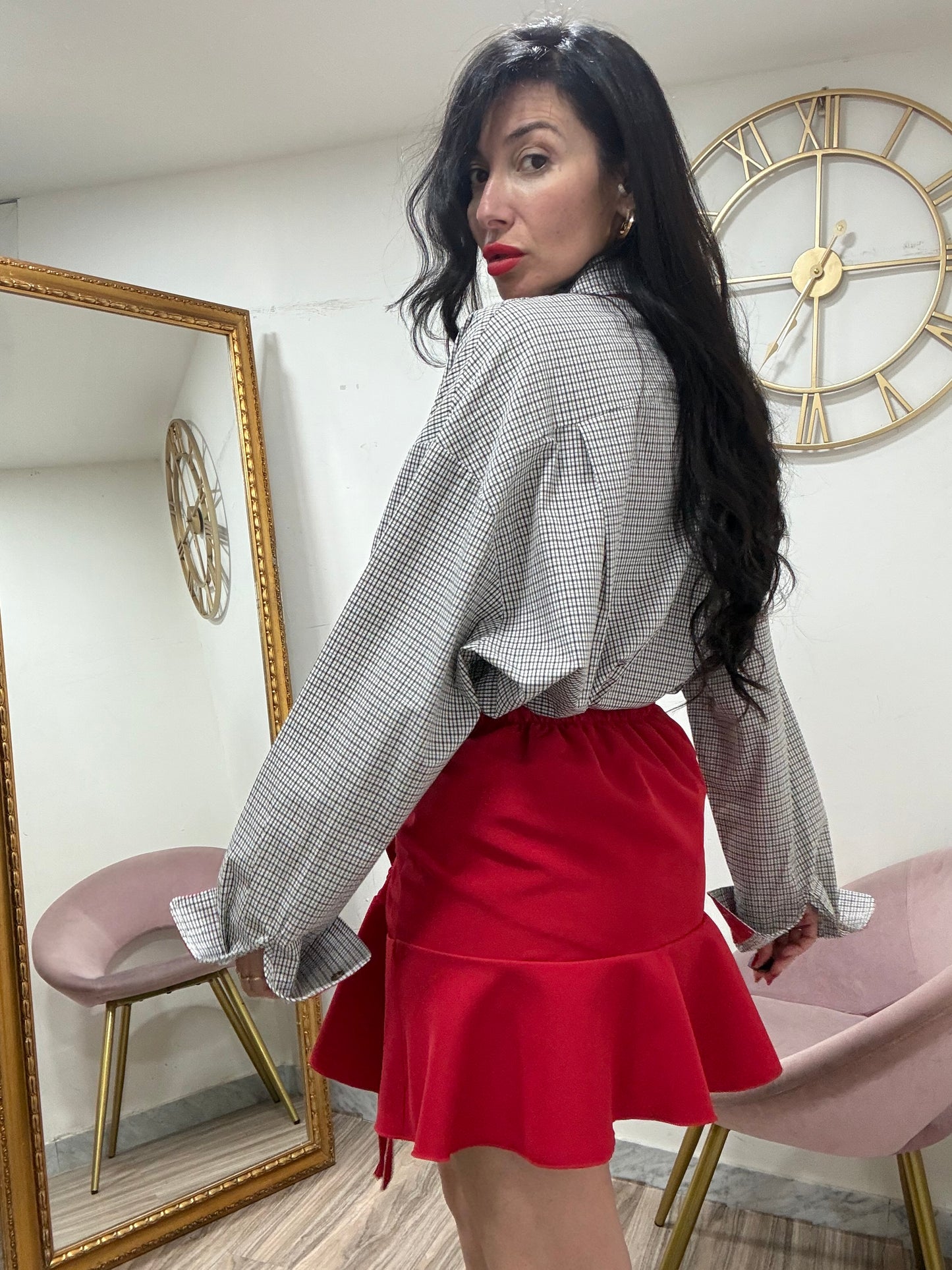Camicia quadri bordo rosso  2773