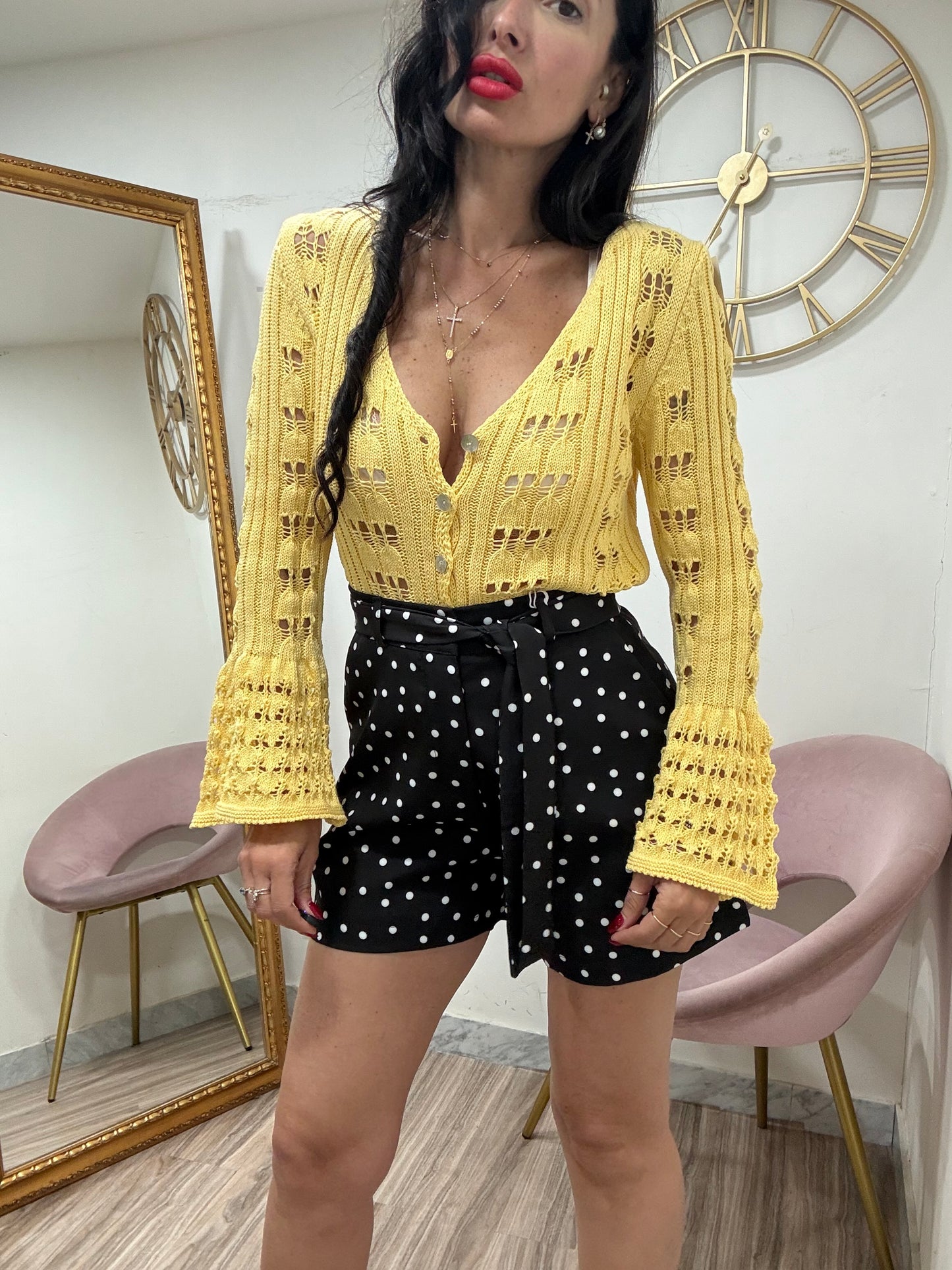Pantaloncino cinta  pois 6916