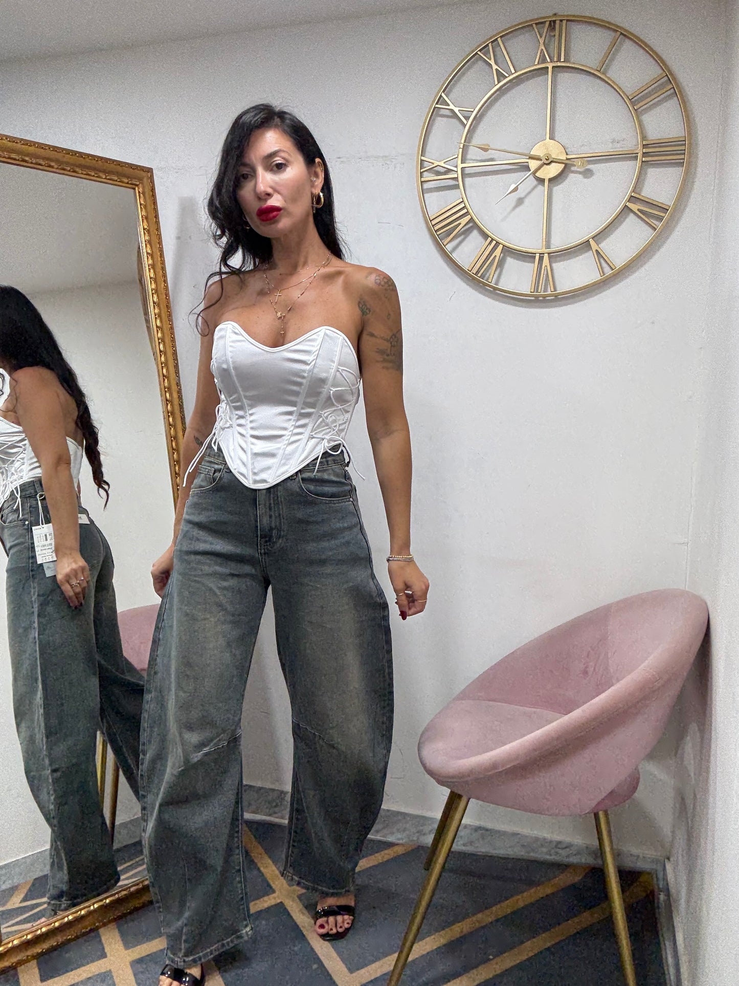 Jeans ballon sabbiato beige 014