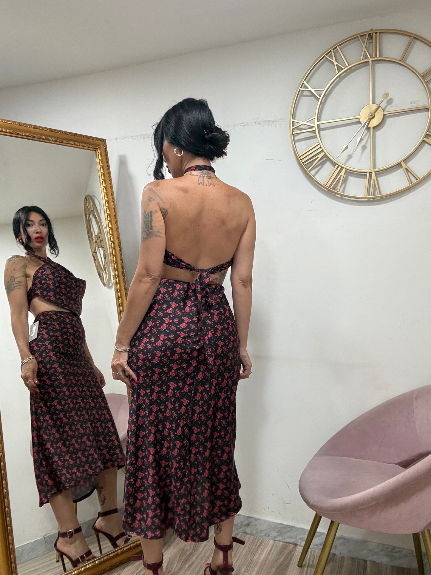 Coordinato fiori  crop scollo morbido 141941