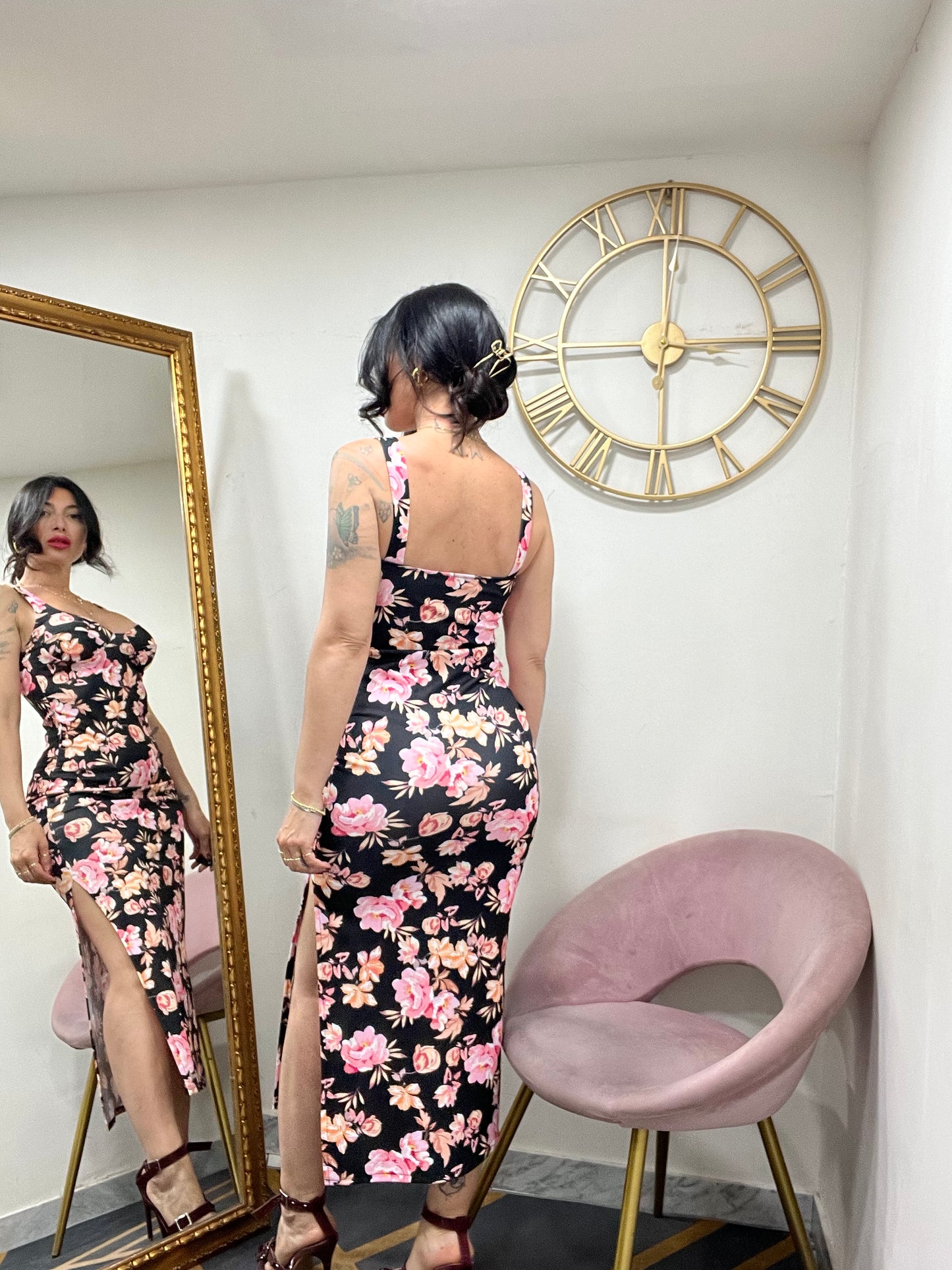 Dress tubino fiori 786