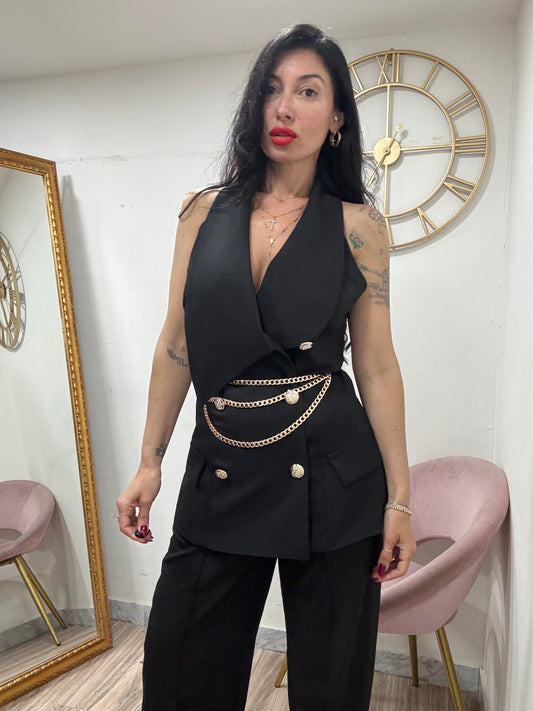 Coordinato gilet doppio petto bottoni oro 9224