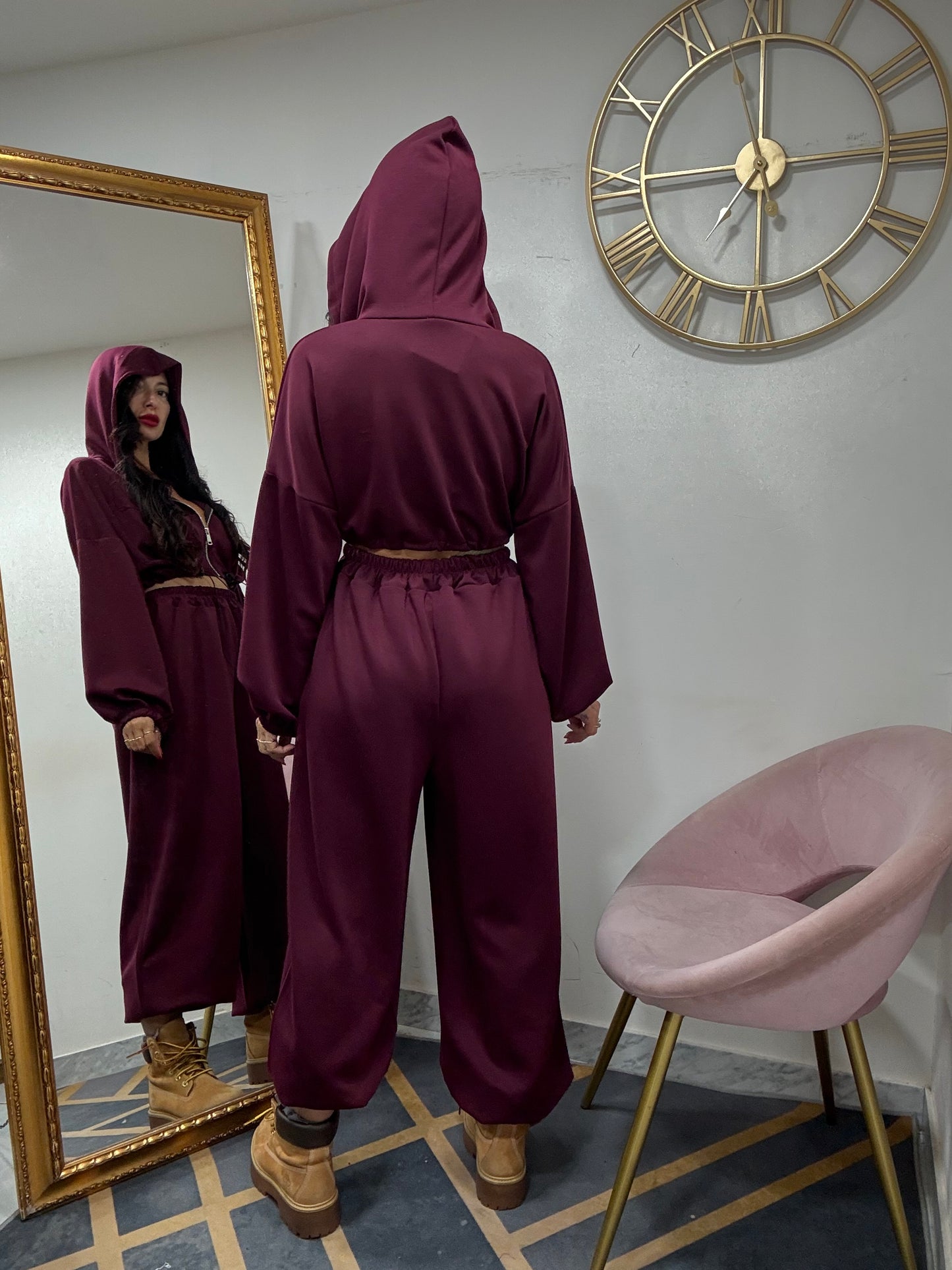 Coord felpa crop over coulisse