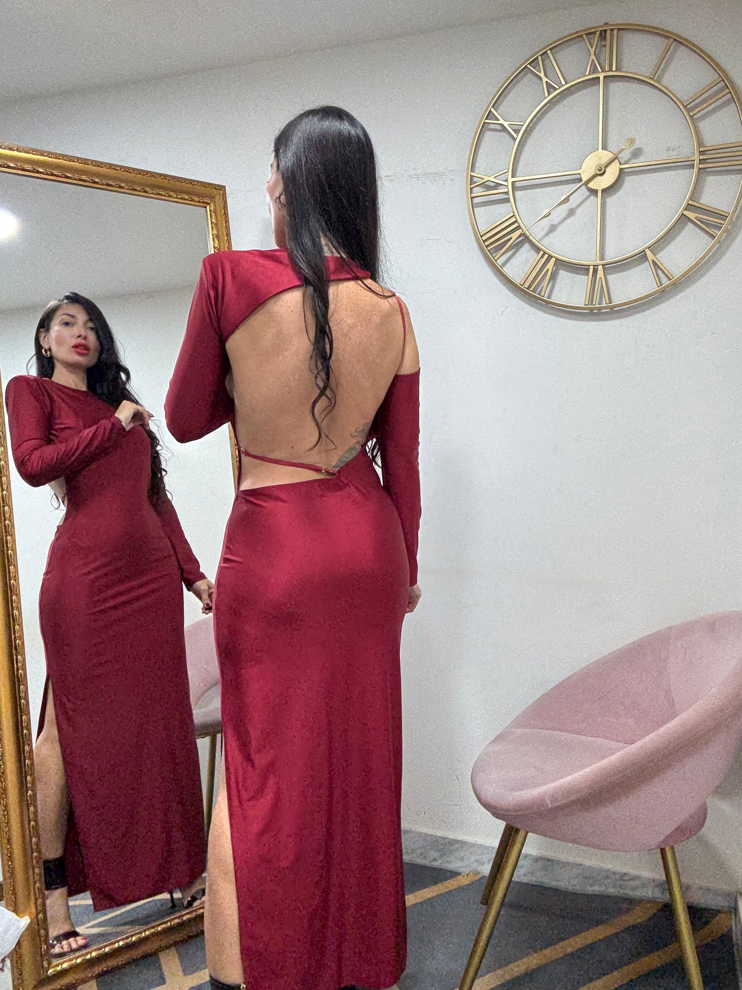 Dress scollo retro asimmetrico 281
