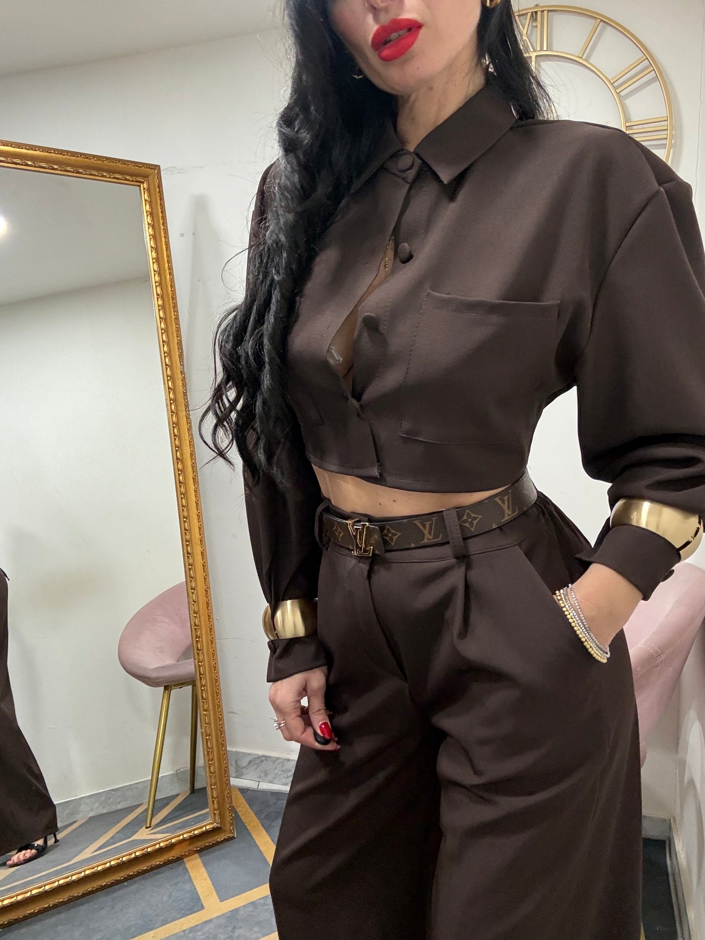 Tailleur camicia crop intreccio retro 9268