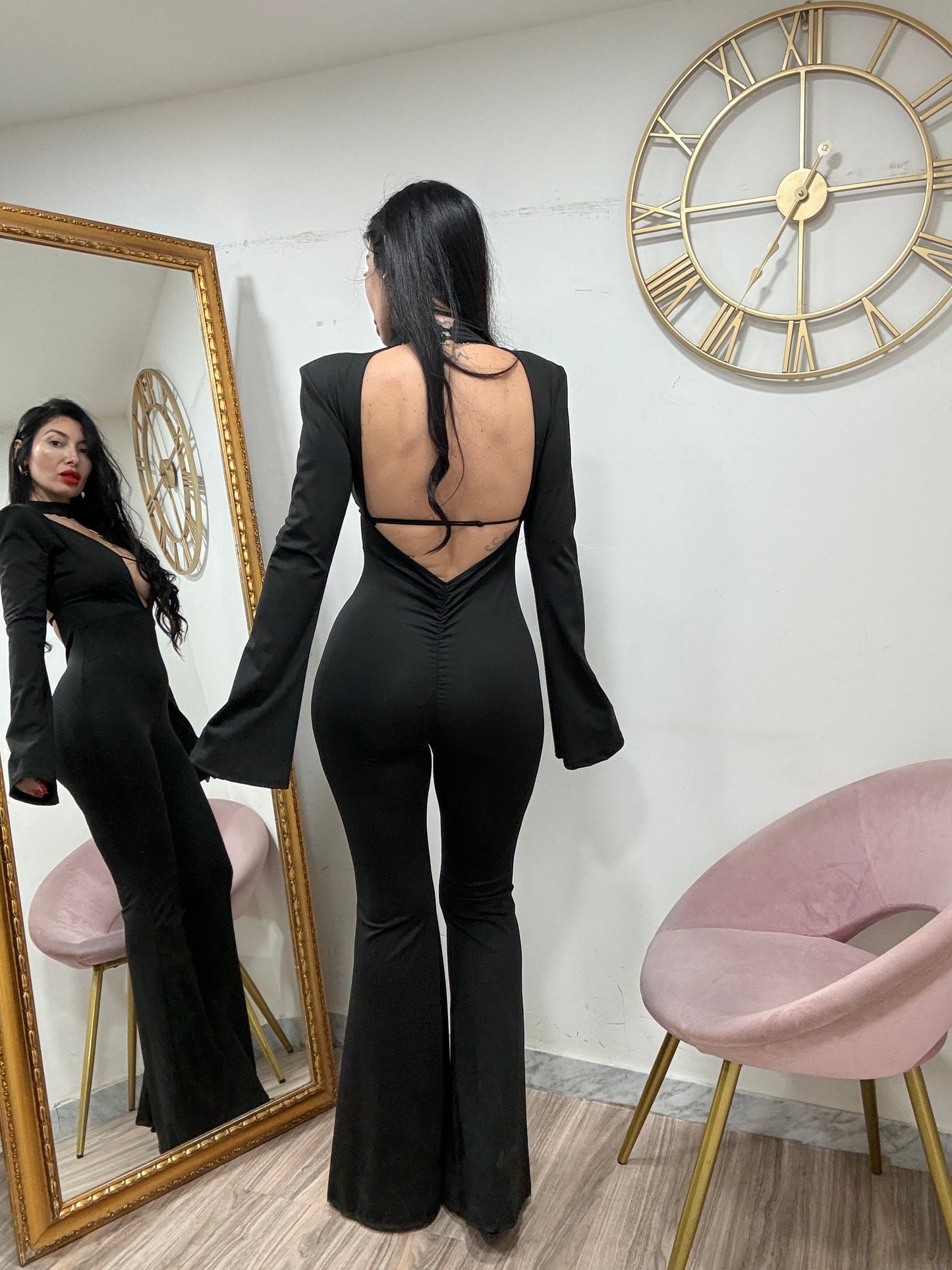 Jumpsuit zampa doppio scollo 19432
