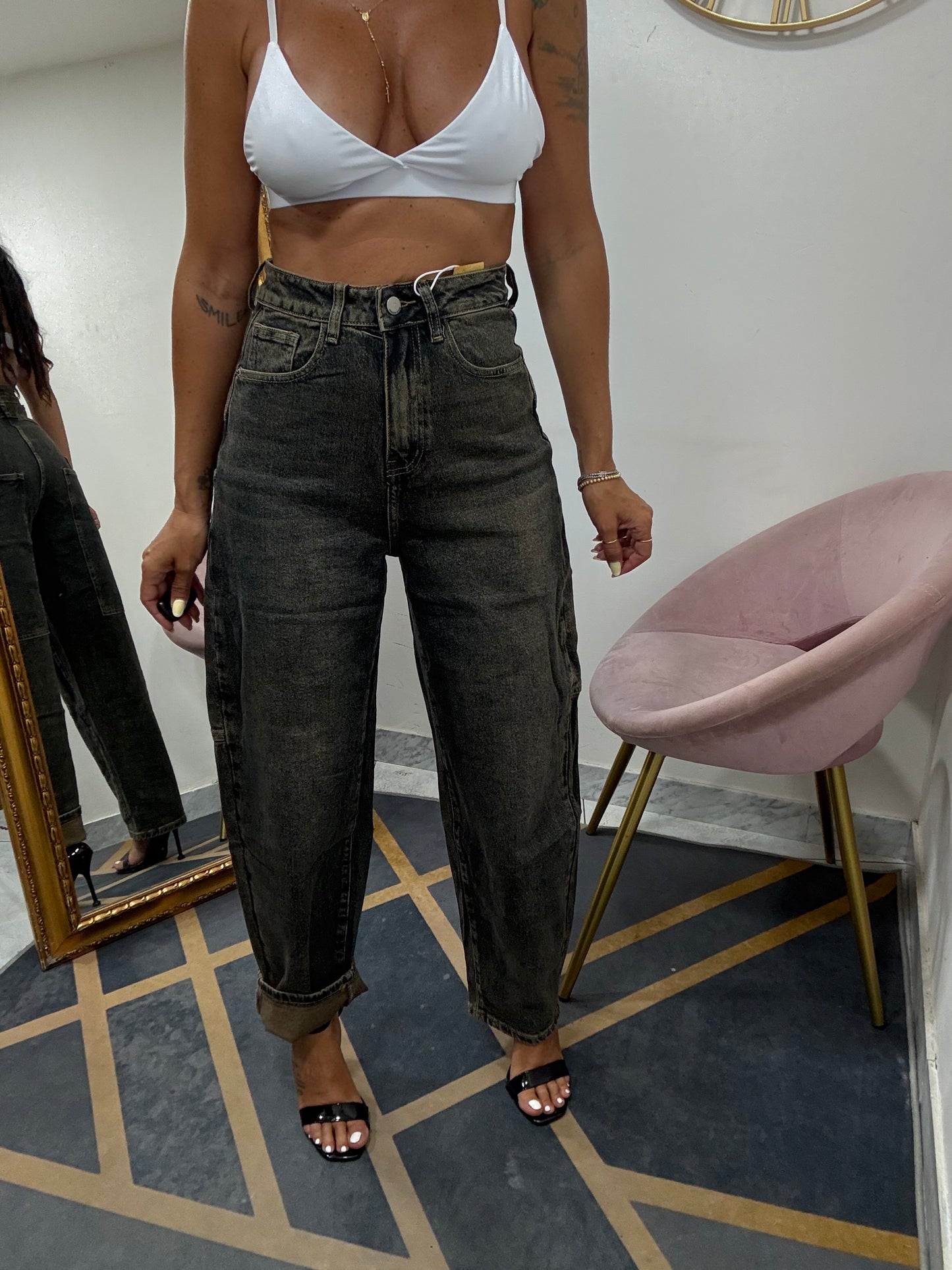 Jeans ballon slim sabbiato 503